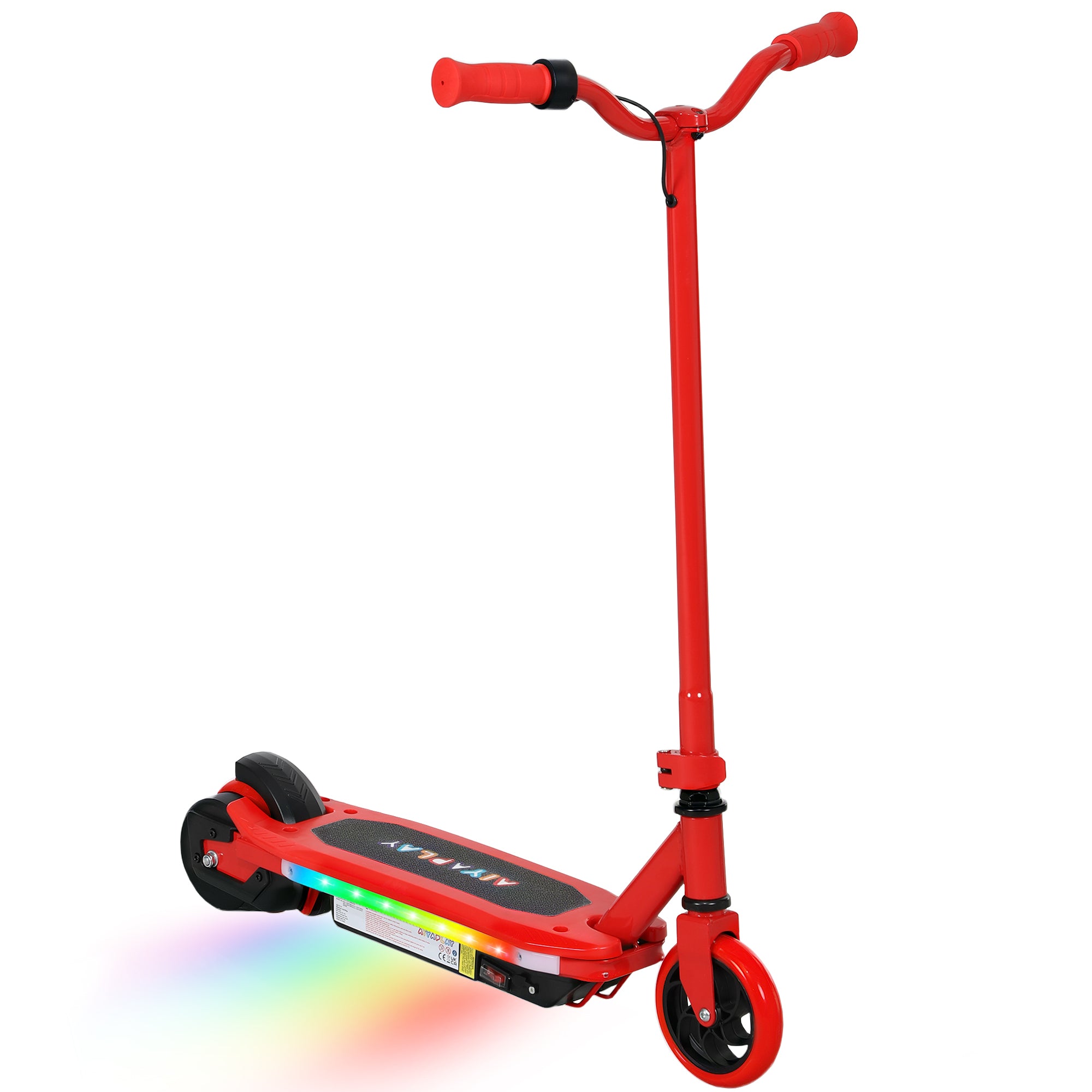 AIYAPLAY Electric Scooter for Ages 6-14, with Colourful Light and Electric Brake, Electric Scooter E Scooter, Up to 10 KM/H & 8 KM, Red - North Peak Garden Furniture
