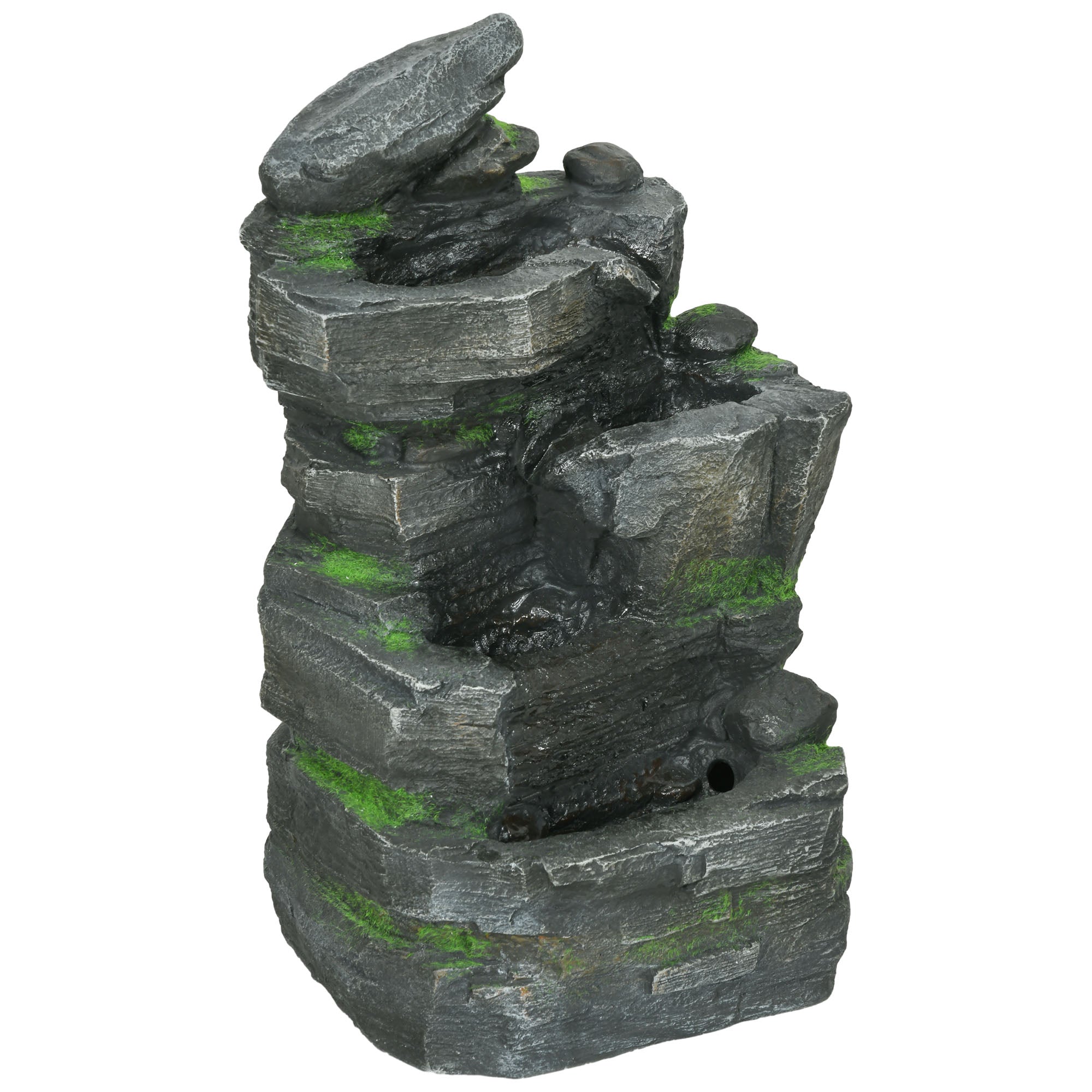 Outsunny Garden Water Feature with LED Lights - Dark Grey - North Peak Garden Furniture