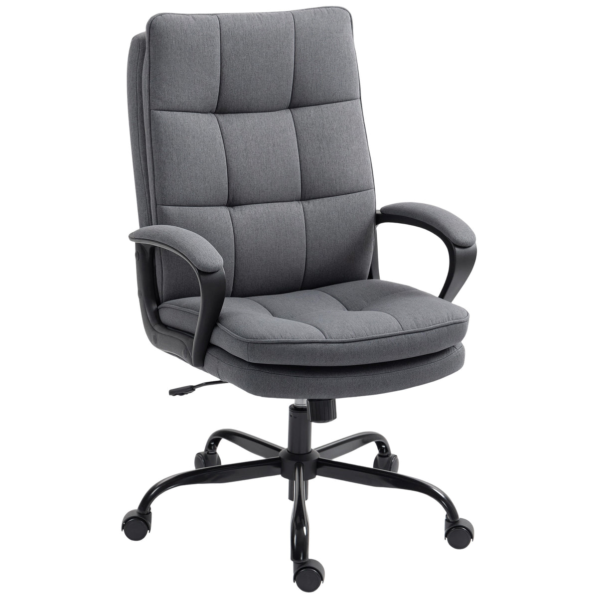 HOMCOM Double Padded Linen-Look Office Chair - Charcoal Grey
