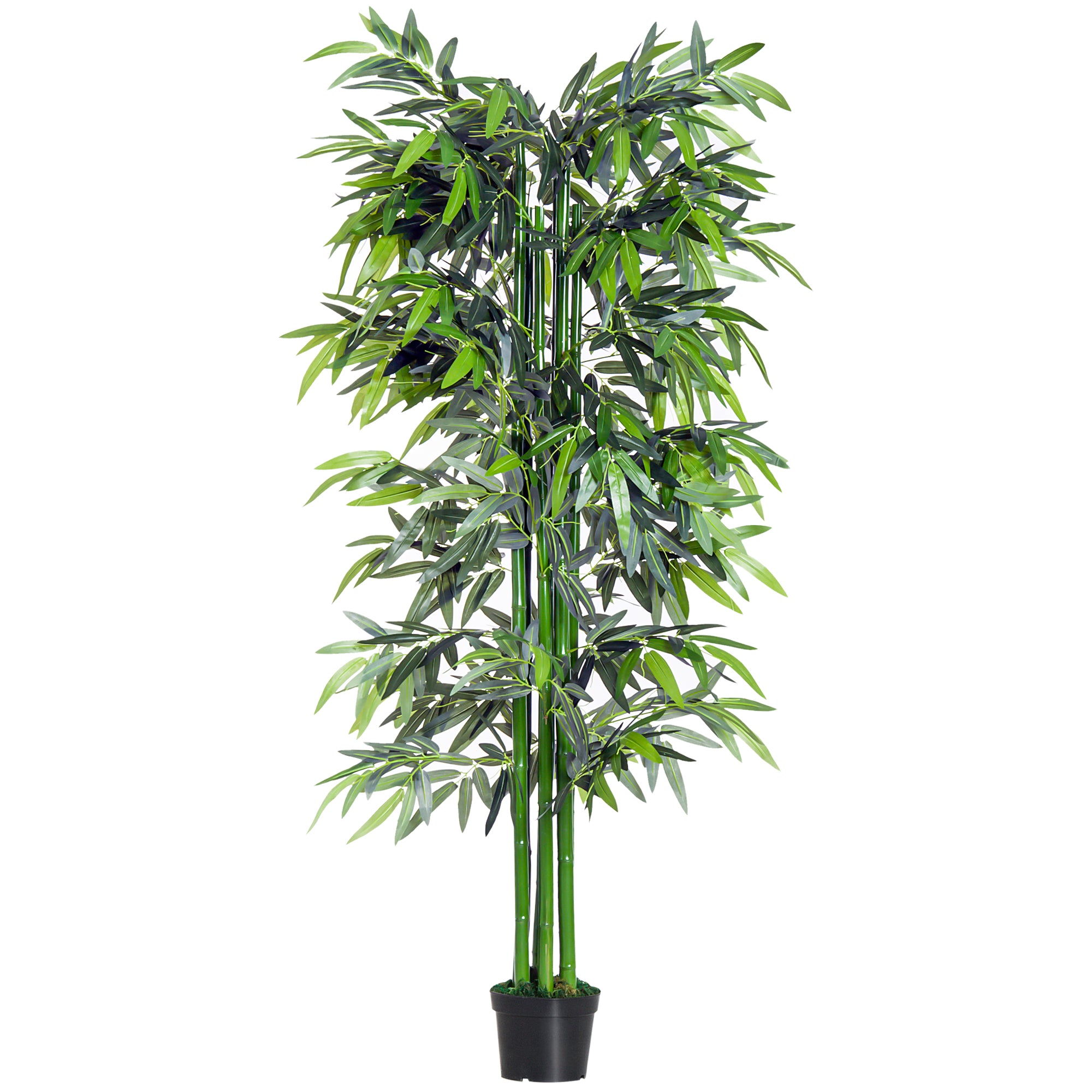 Outsunny 6ft Artificial Bamboo Tree Plant Greenary in A Pot for Home Office Planter 1.8M - North Peak Garden Furniture