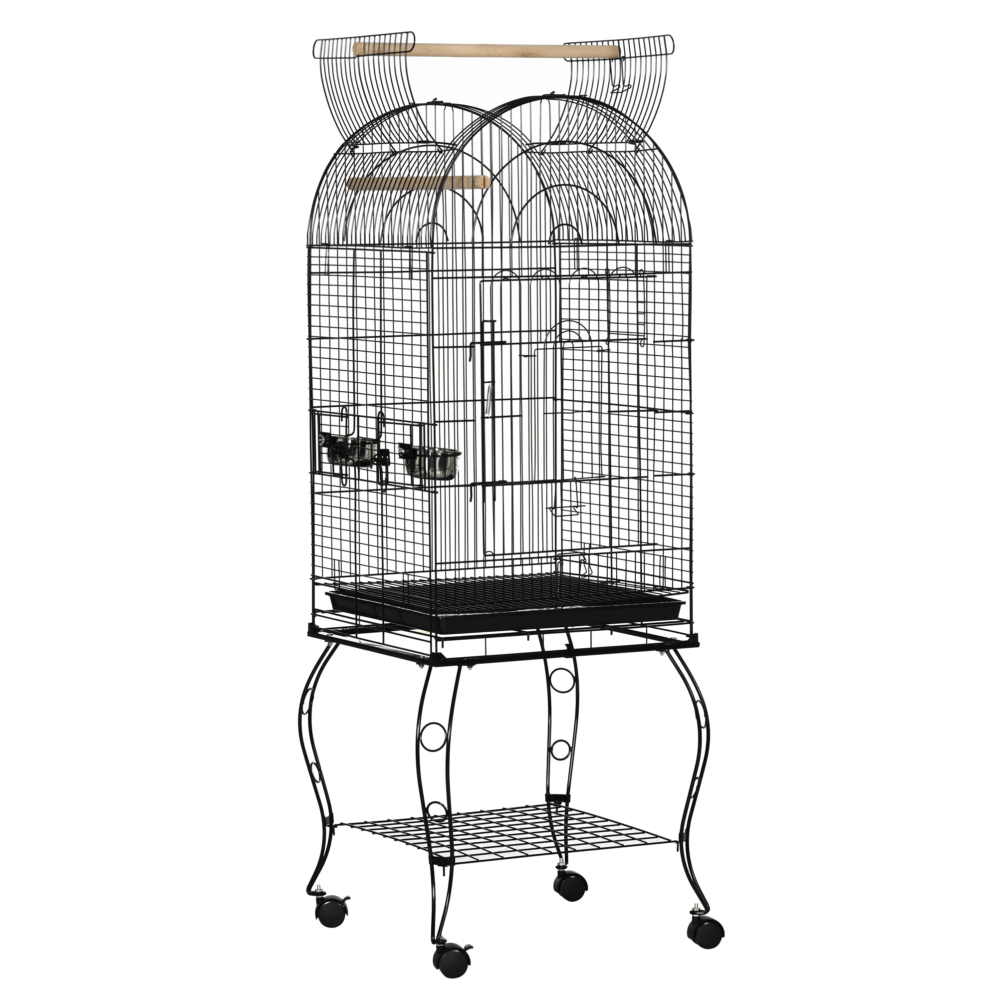 PawHut 1.53(m) Bird Cage, Pet Viary, Feeding Stand, with Wheels, Perch - North Peak Garden Furniture