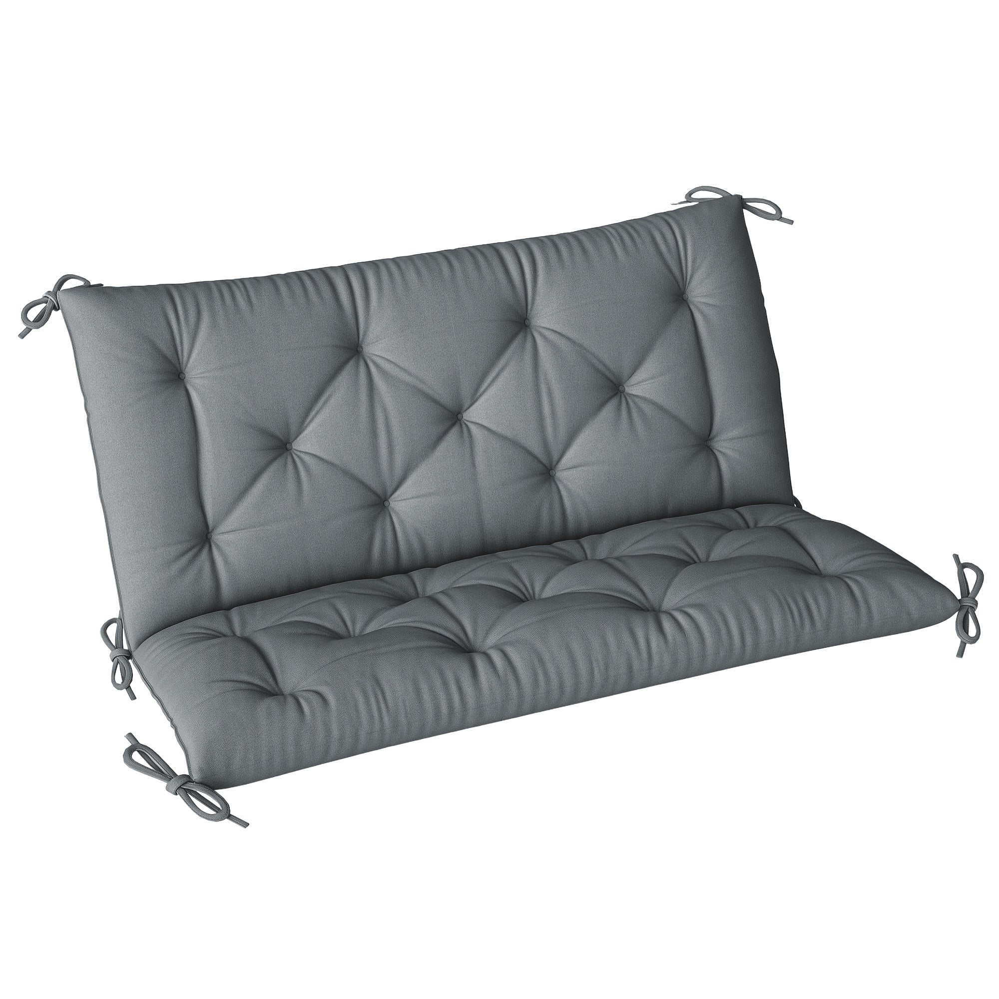 Outsunny 2 Seater Bench Cushion, Garden Chair Cushion with Back and Ties for Indoor and Outdoor Use, 98 x 100 cm, Dark Grey