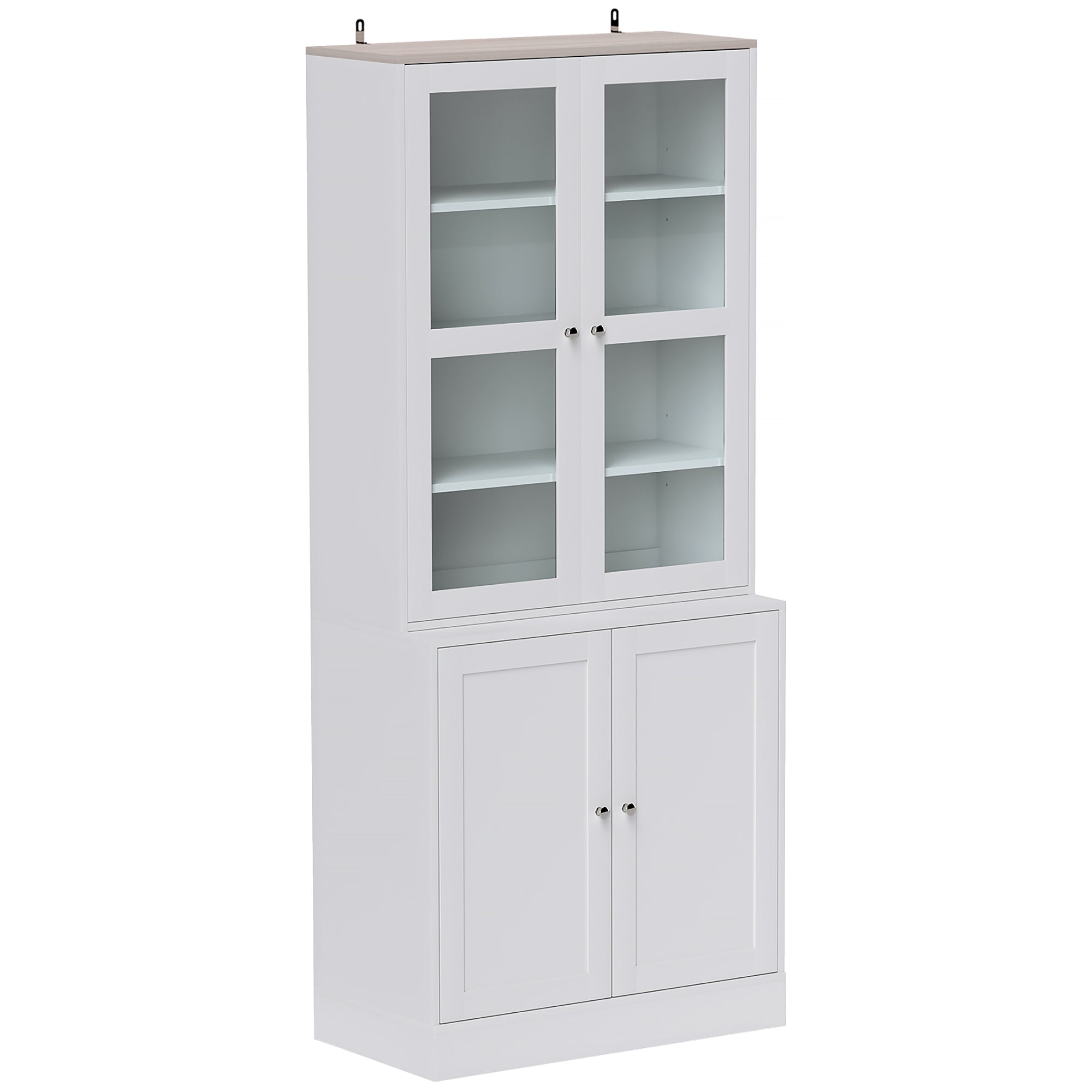 HOMCOM Double Storage Display Cabinet - White - North Peak Garden Furniture