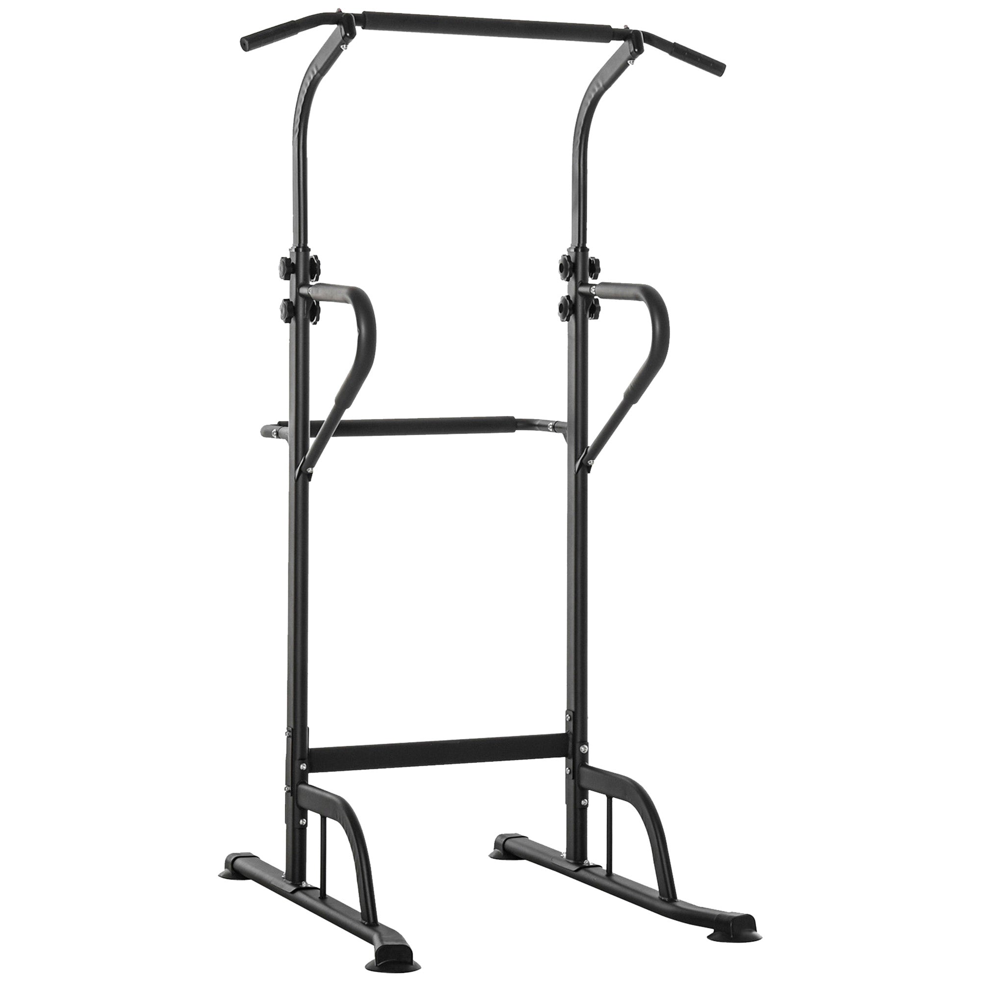 HOMCOM Power Tower Dip Station Pull Up Bar Multi-Function Push Up Equipment with Adjustable Height for Home Gym Strength Training Workout Fitness - North Peak Garden Furniture