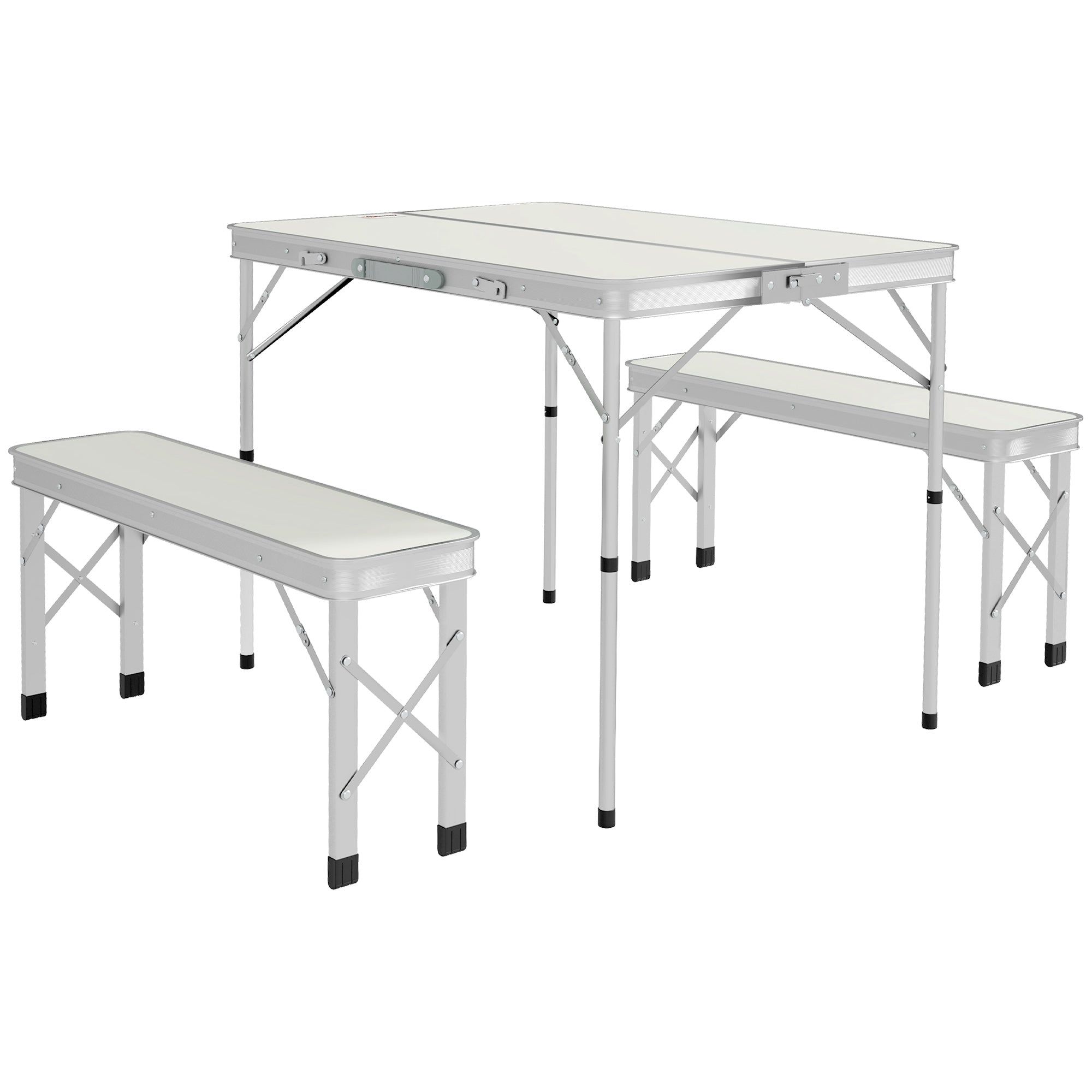 Outsunny Three-Piece Aluminium Folding Picnic Table and Bench Set - North Peak Garden Furniture
