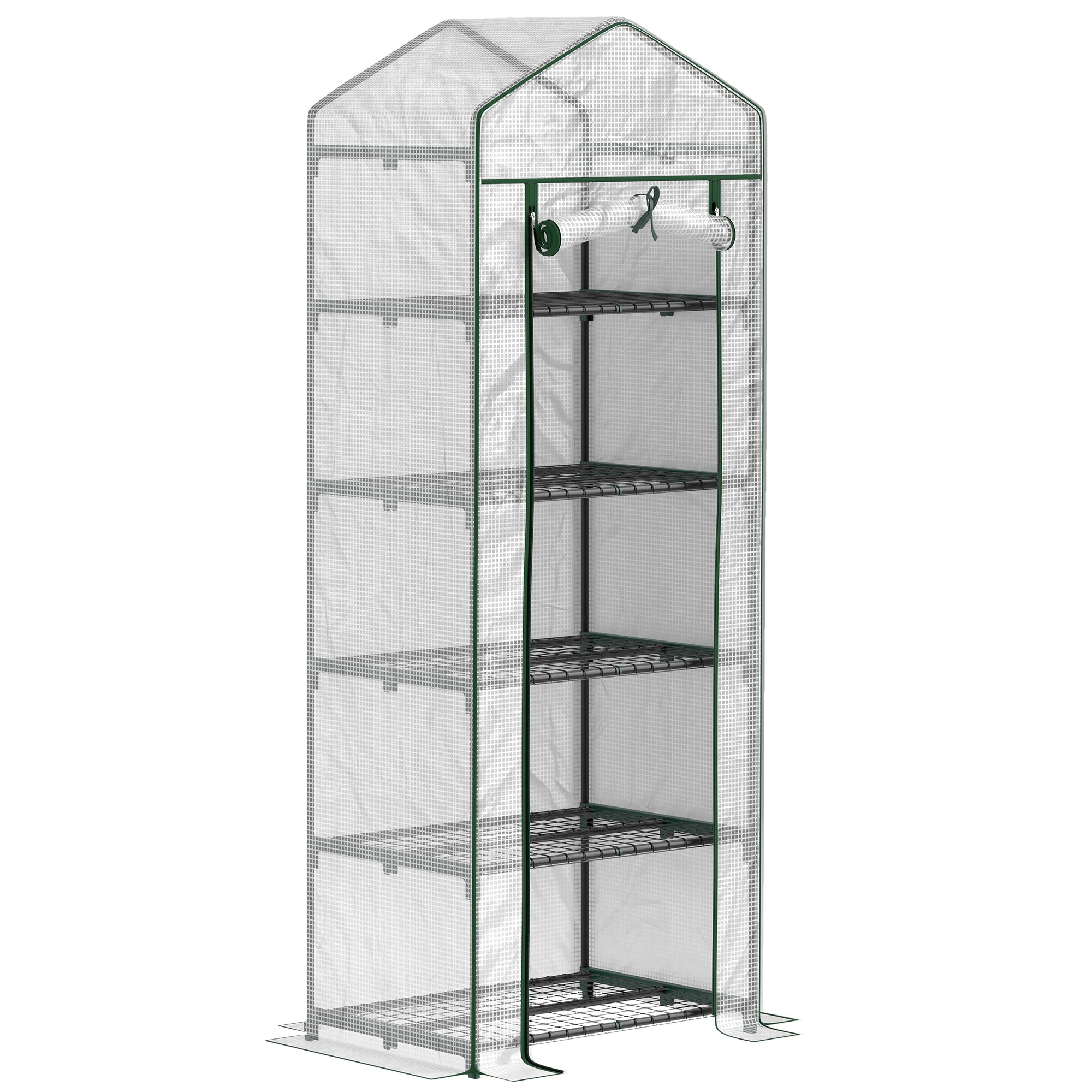 Outsunny 193cm Five Shelf Mini Greenhouse - White - North Peak Garden Furniture