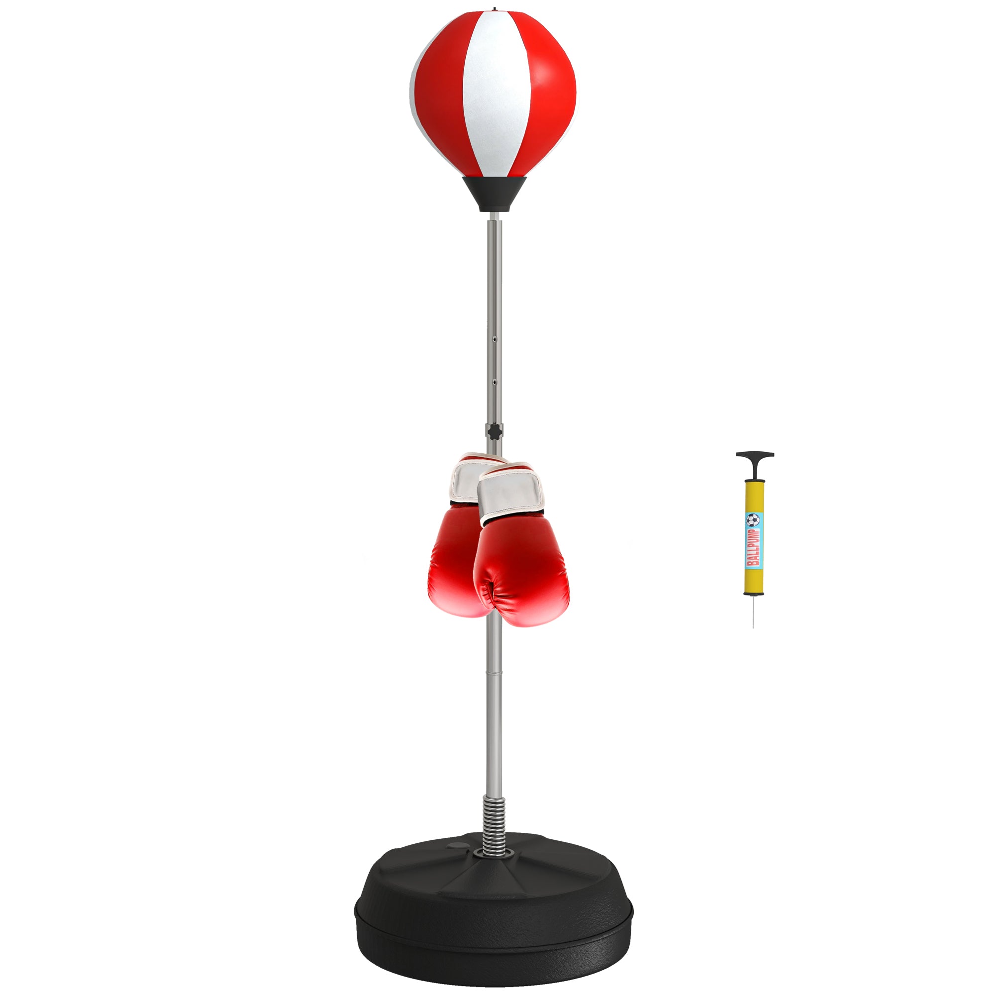 HOMCOM Punching Bag with Stand, Free Standing Boxing Set, Speed Bag with Speedball Adjustable Height from 126cm to 144cm for Teens, Red - North Peak Garden Furniture