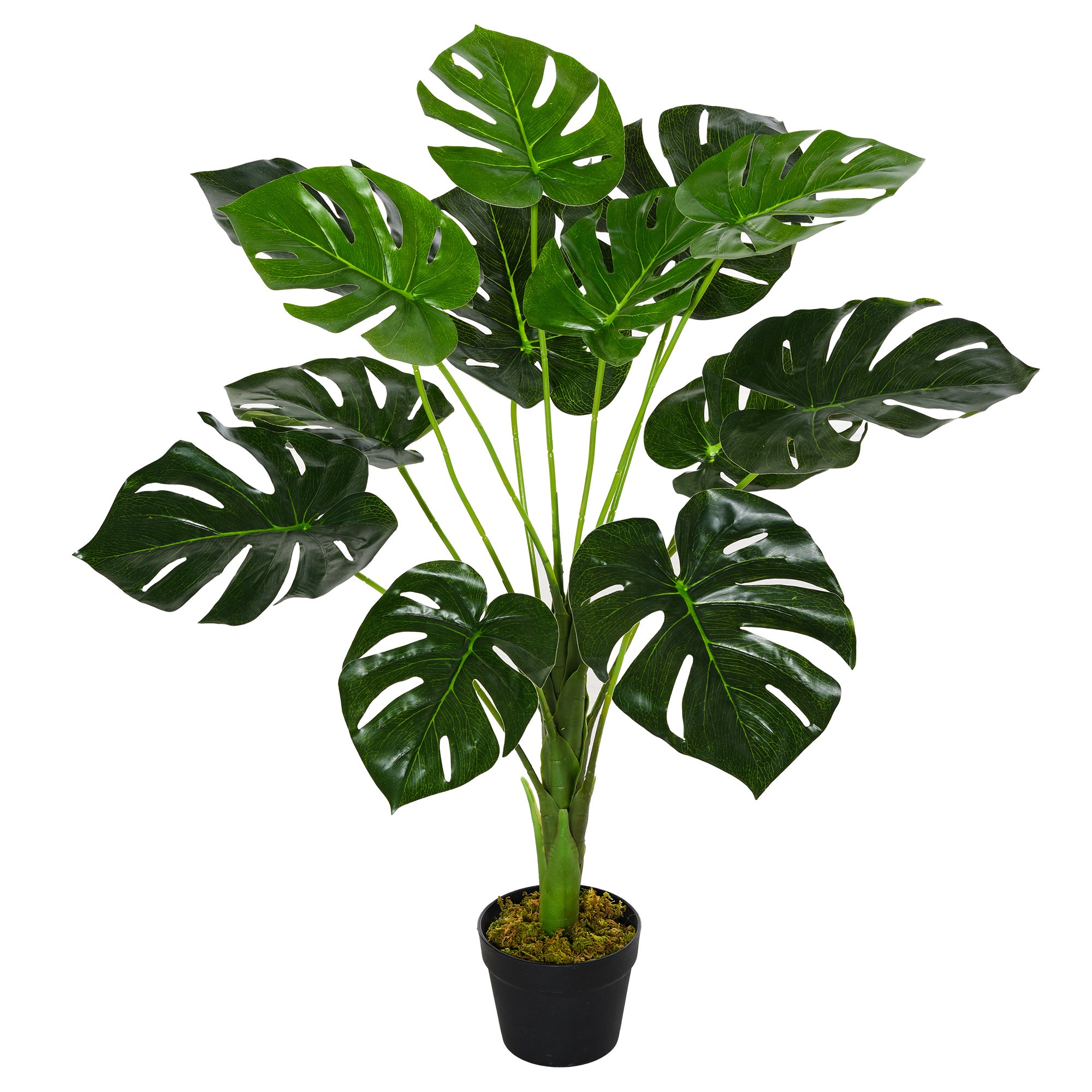 HOMCOM Decorative Artificial Monstera Plants in Pot Fake Plants for Home Indoor Outdoor Decor, 85cm - North Peak Garden Furniture