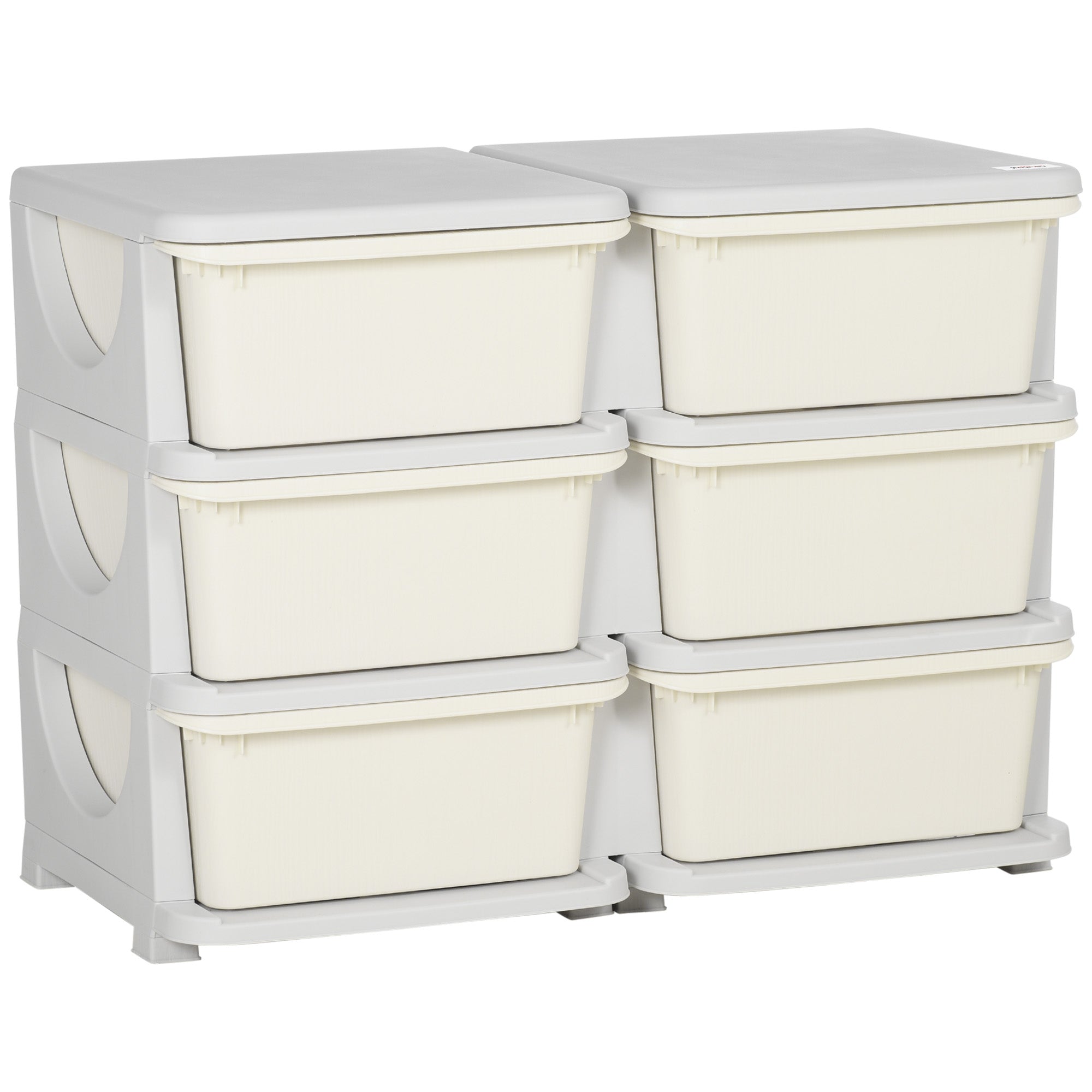 HOMCOM Kids Storage Unit, with Six Drawers - Cream - North Peak Garden Furniture