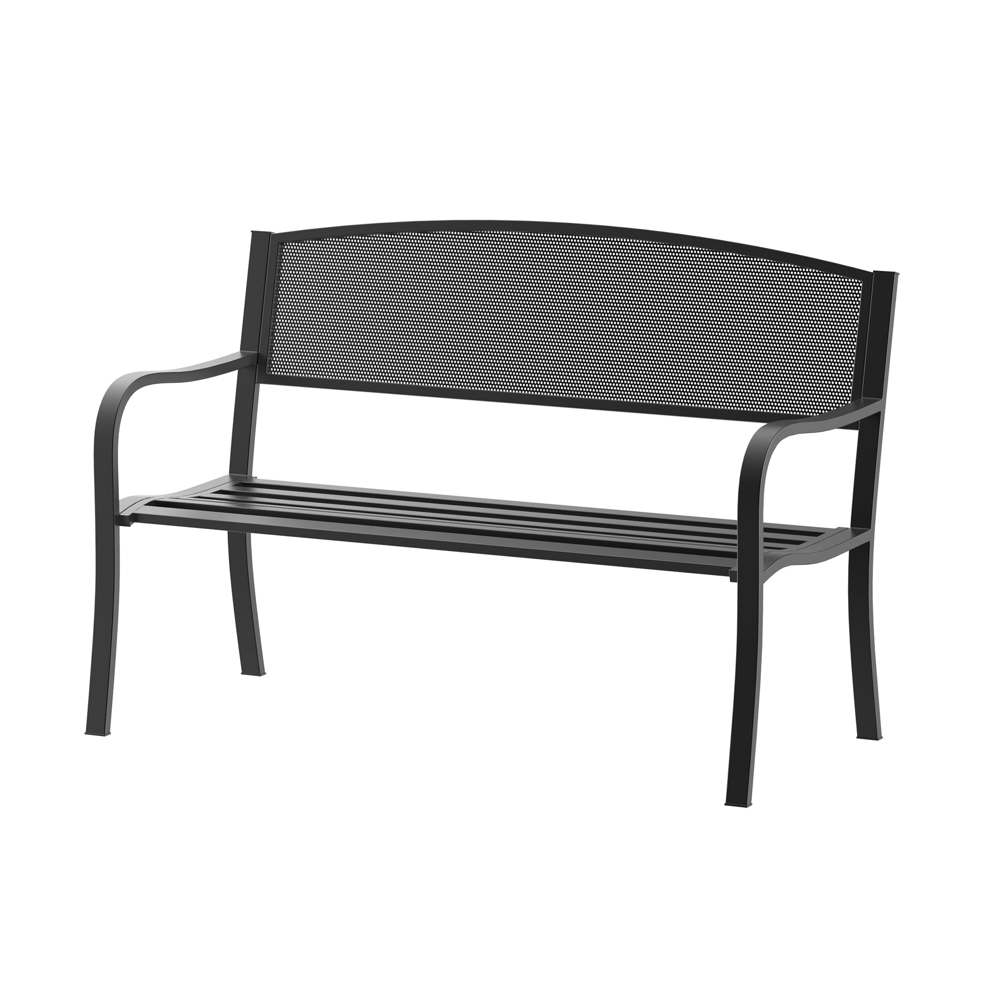 Outsunny Garden Bench Furniture Patio Park 2 Person Chair Seat Steel Black 120cm Outdoor - North Peak Garden Furniture