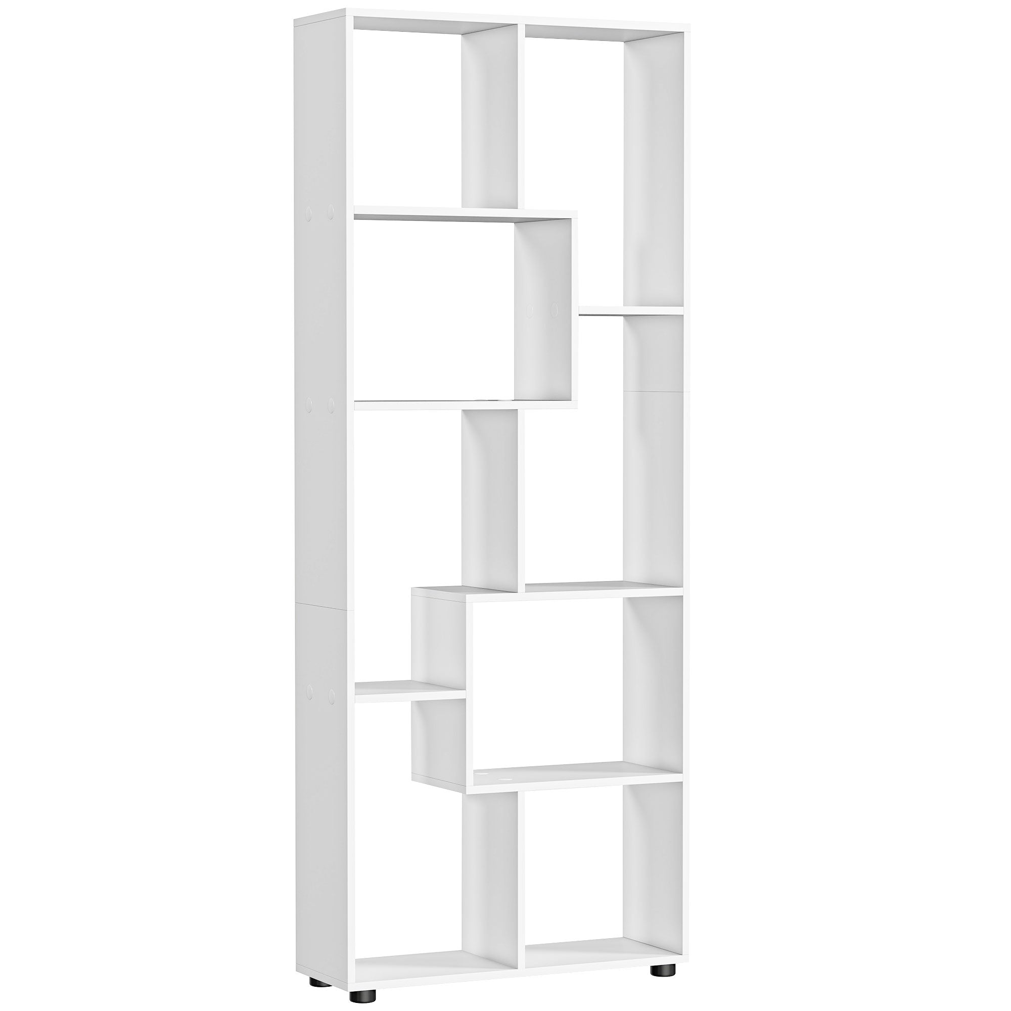 HOMCOM 8-Tier Freestanding Bookcase w/ Melamine Surface Anti-Tipping Foot Pads Home Display Storage Grid Stand Bedroom Living Room Furniture Modern Style - White