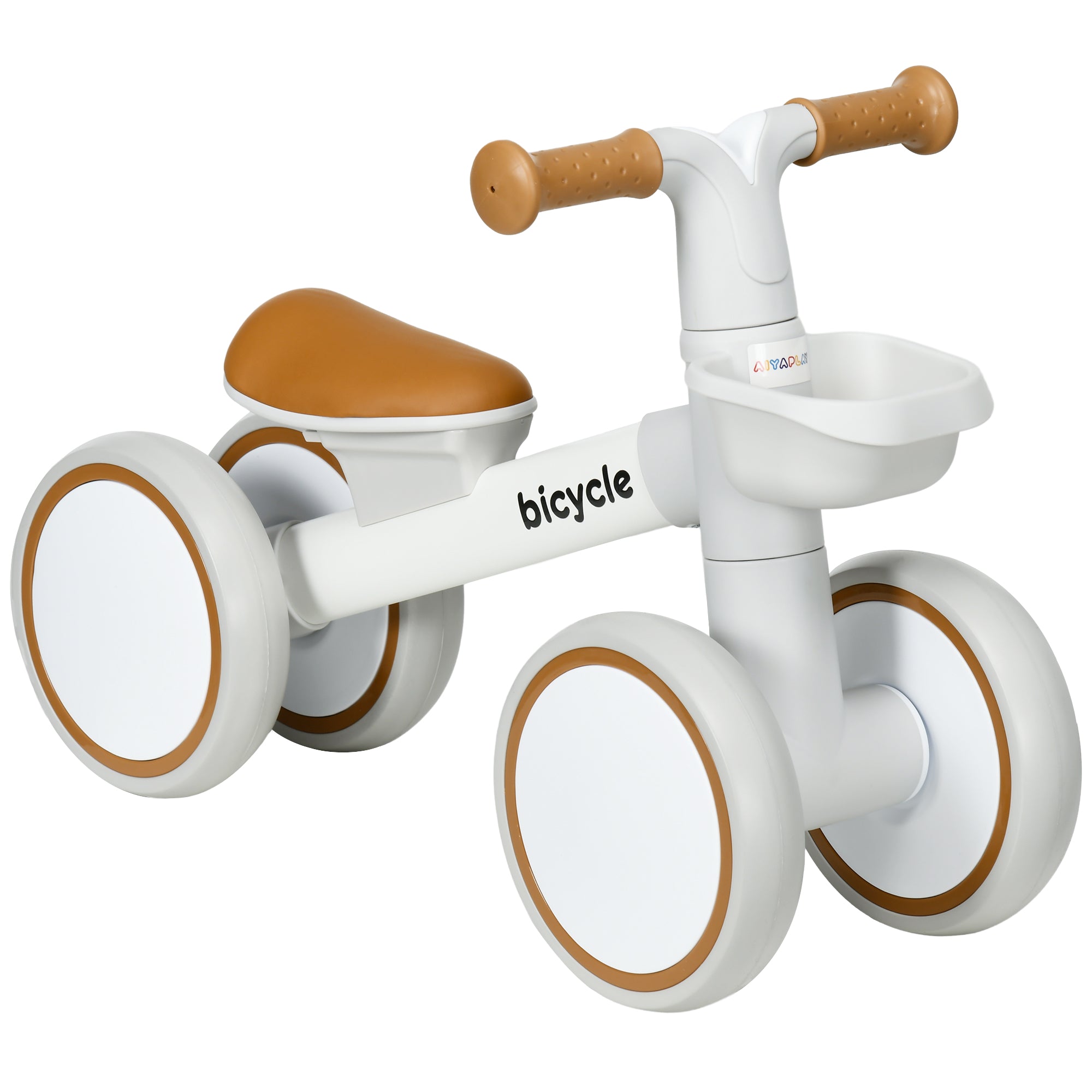 AIYAPLAY Kids Balance Bike for 1-3 Years Old with Adjustable Seat, Silent Wheels, White - North Peak Garden Furniture