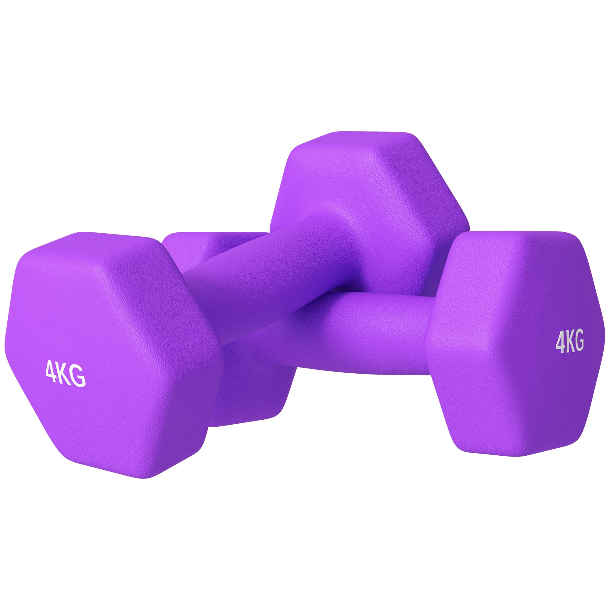 SPORTNOW 2 x 4kg Hexagonal Dumbbells Weights Set with Non-Slip Grip for Home Gym Workout, Purple - North Peak Garden Furniture