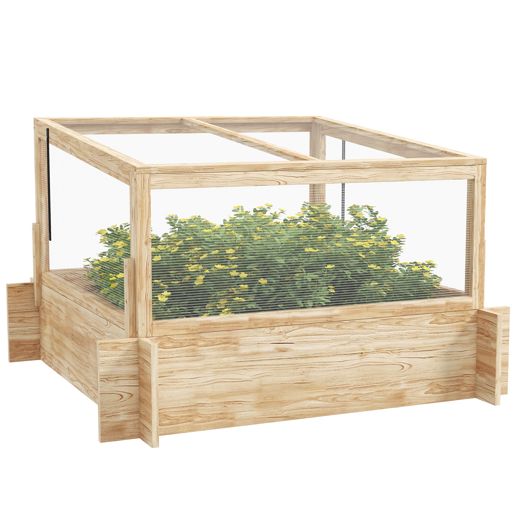 Outsunny 2-In-1 Wooden Greenhouse Planter Box - Natural - North Peak Garden Furniture