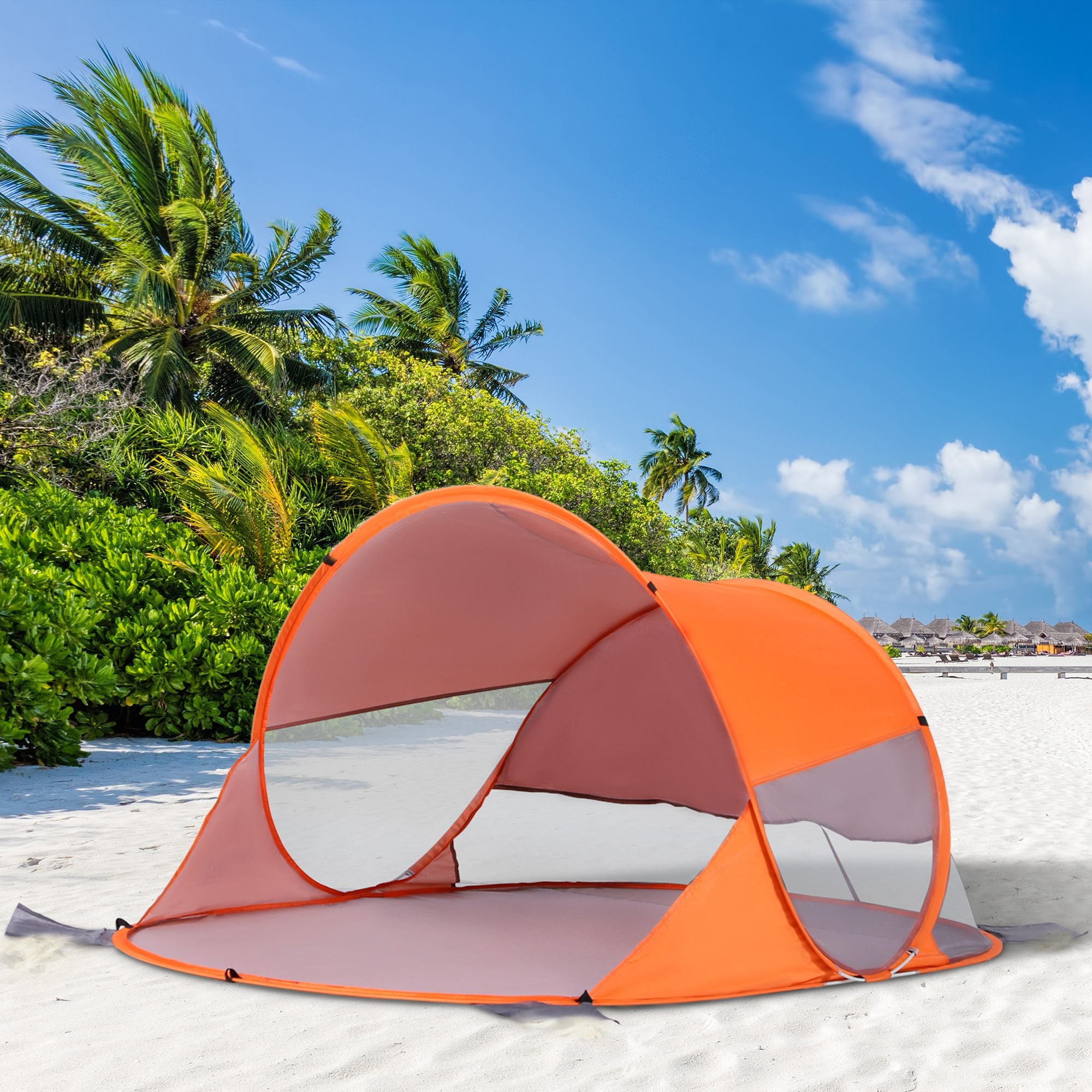 Outsunny Fibreglass Frame 2 Person Pop-Up Lightweight Camping Tent Orange - North Peak Garden Furniture