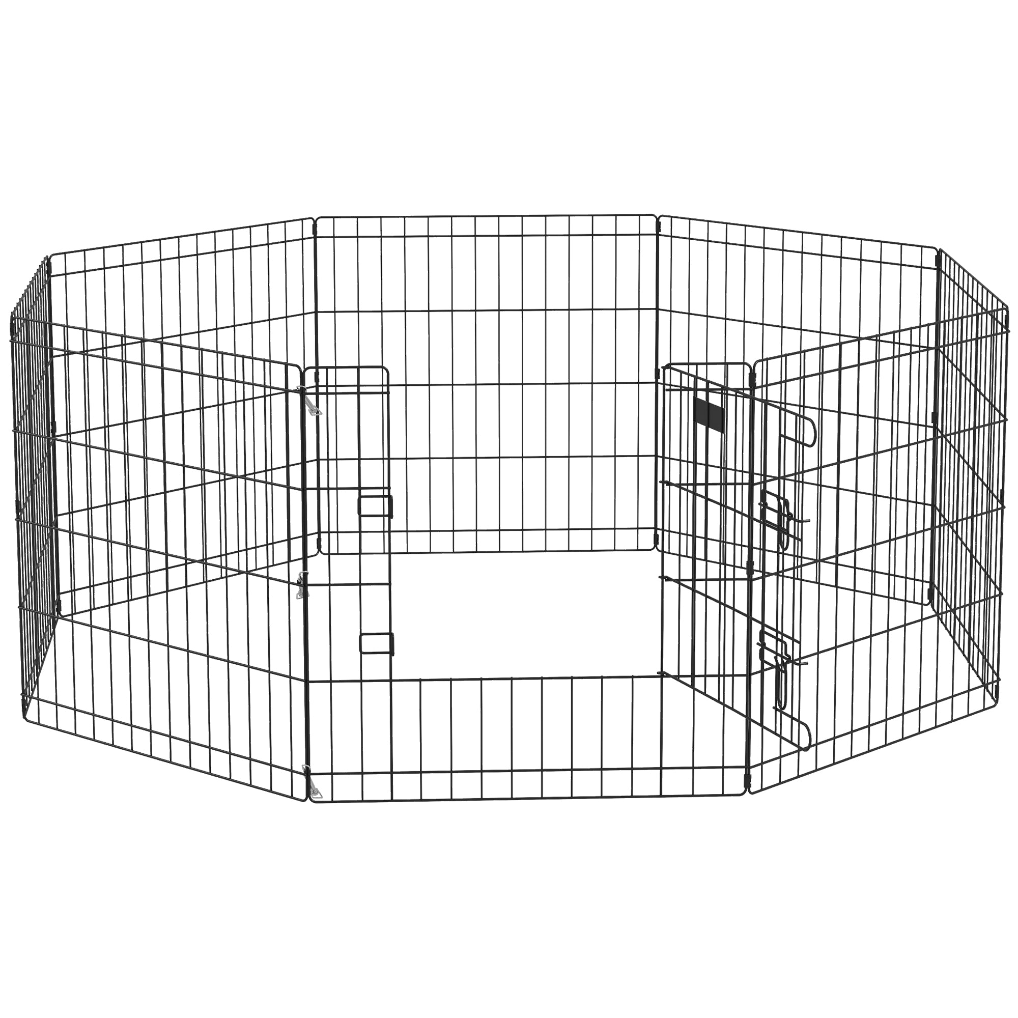 PawHut Dog Playpen, Puppy Pen, Eight-Panel Metal Fence, for Small Dogs, Indoors, Outdoors - Black - North Peak Garden Furniture