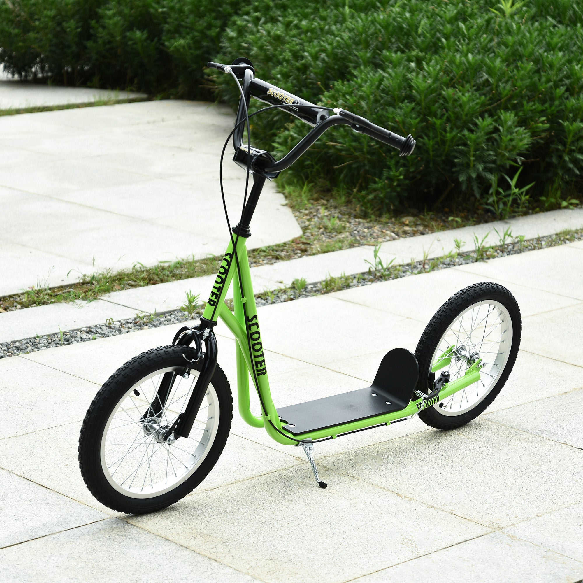 HOMCOM Kick Scooters for Kids with Adjustable Height, Anti-Slip Deck, Dual Brakes, Rubber Tyres, for Boys and Girls Aged 5+ Years Old - Green - North Peak Garden Furniture