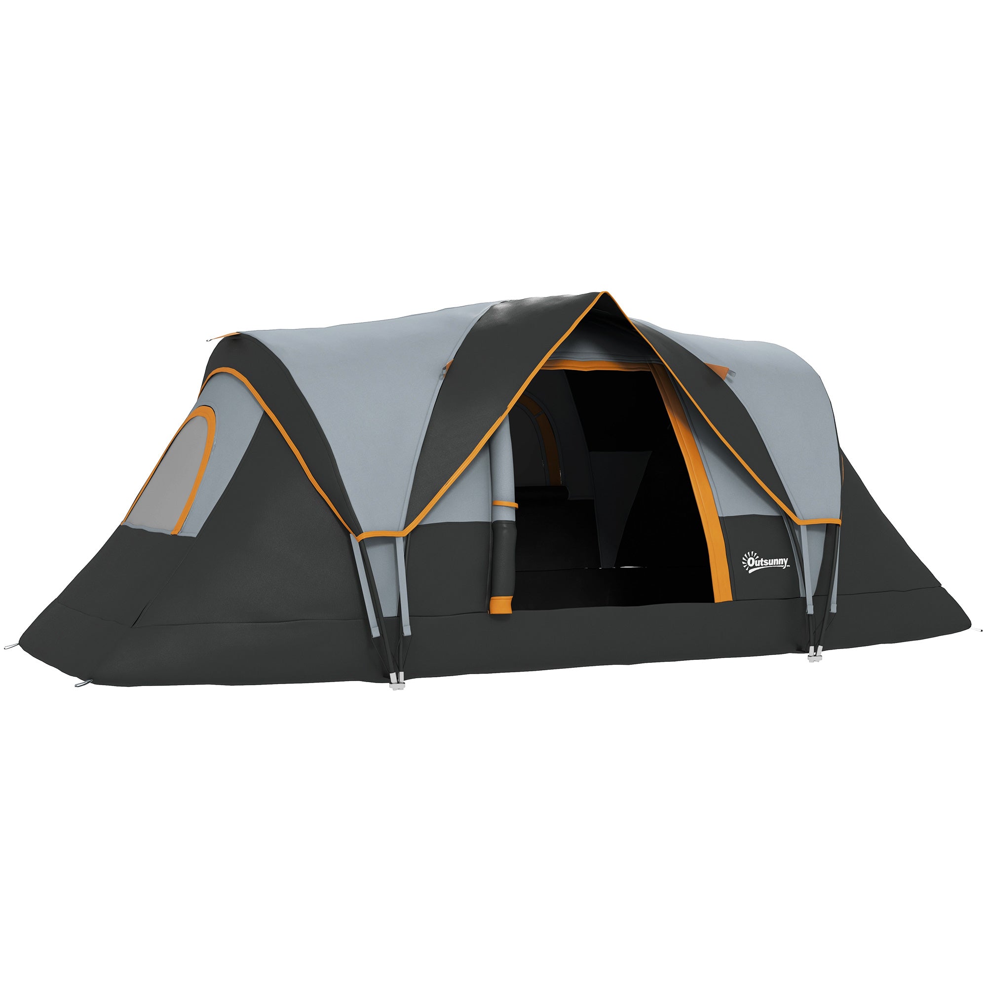 Outsunny 5-6 Man Dome Camping Tent Hiking Shelter UV Protection 3000mm Water Resistant Tunnel Tent - Multicolor - North Peak Garden Furniture
