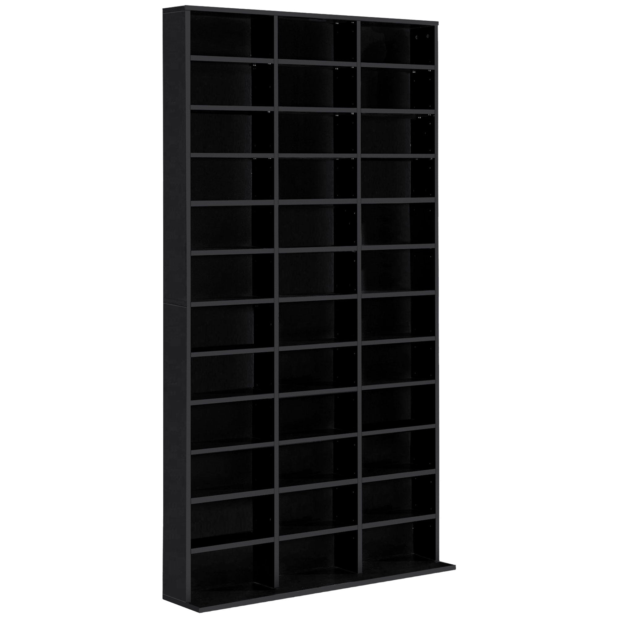HOMCOM 1116 CD/ 528 DVD Storage Shelf Rack Media Storage Unit Shelves Racks Wooden Display Unit with 10 Adjustable Shelves, Black - North Peak Garden Furniture