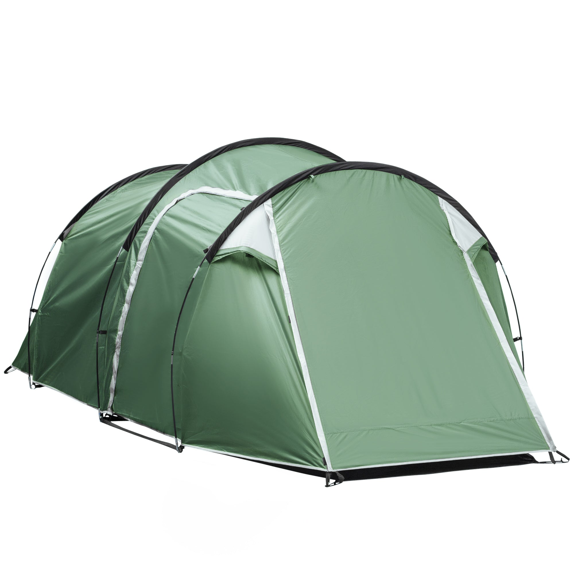 Outsunny Three-Man, Two-Room Tent - Green - North Peak Garden Furniture
