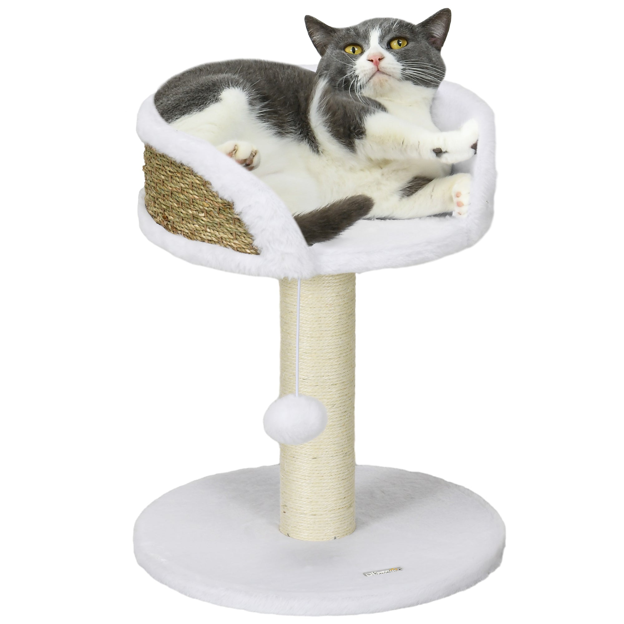 PawHut Cat Tree Tower with Scratching Posts, White - North Peak Garden Furniture