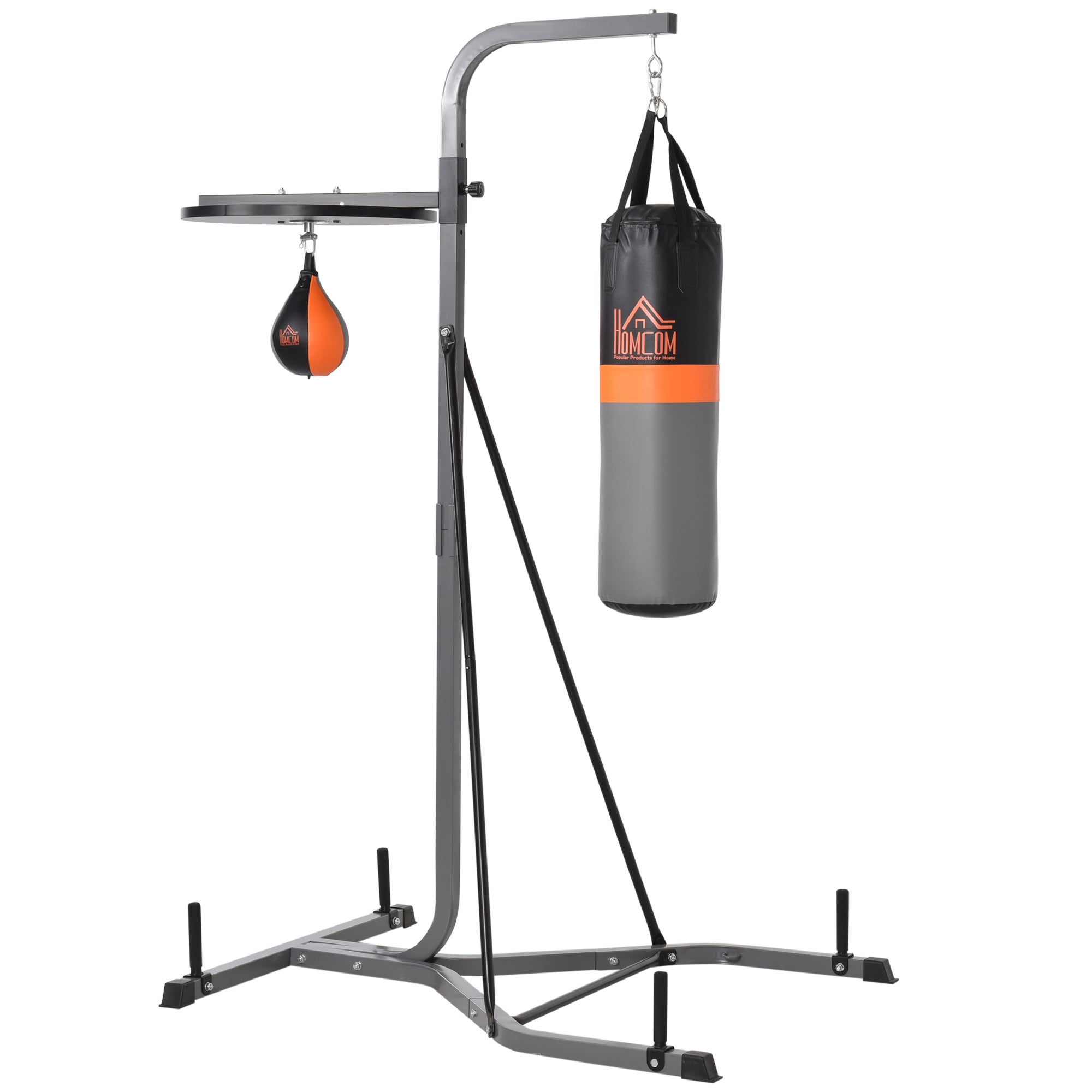 HOMCOM Freestanding Boxing Punch Bag & Speed Ball Station Hanging Frame Training Exercise Platform Home Gym Heavy Duty - North Peak Garden Furniture