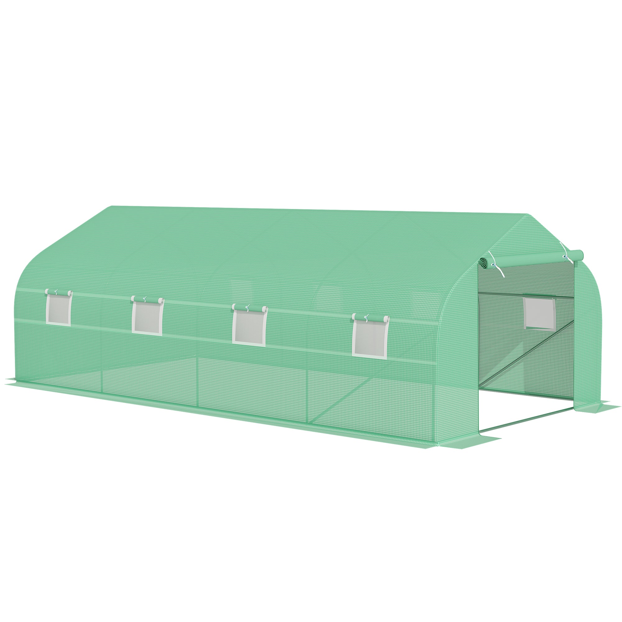 Outsunny Polytunnel Greenhouse with Windows and Door, Walk in Greenhouse for Garden, Backyard (6 x 3 M) - North Peak Garden Furniture