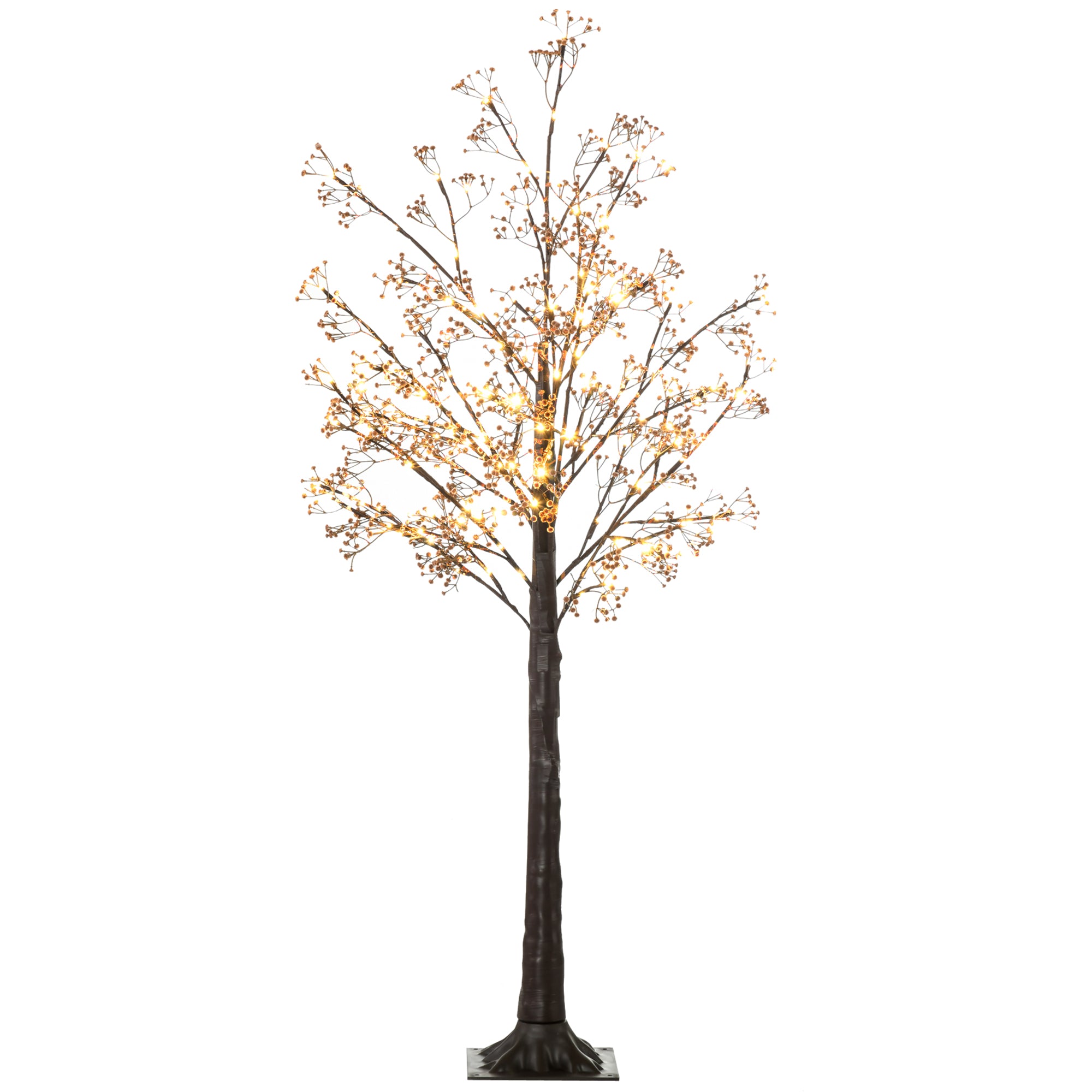 HOMCOM 5ft Artificial Gypsophila Blossom Tree Light with 96 Warm White LED Light, Baby Breath Flowers for Home Party Wedding, Indoor and Outdoor Use - North Peak Garden Furniture