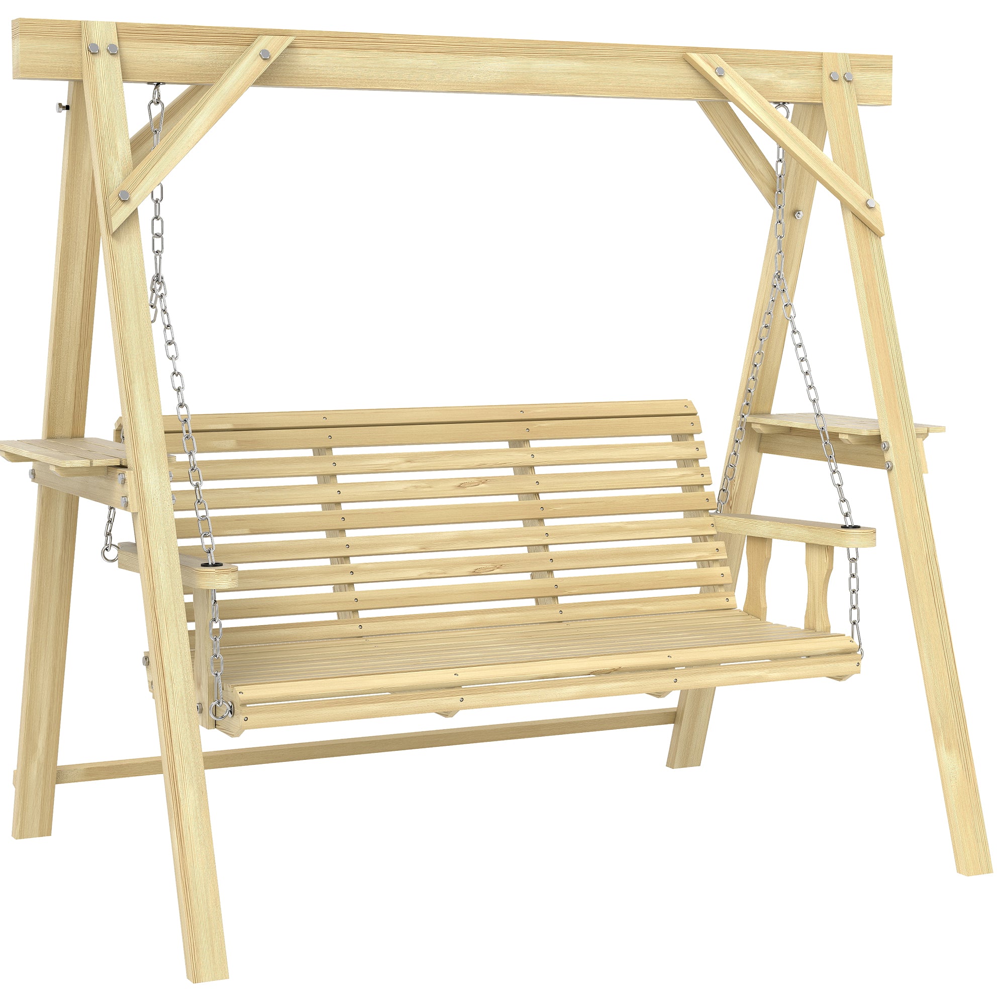 Outsunny Three-Seater Wooden Swing Bench