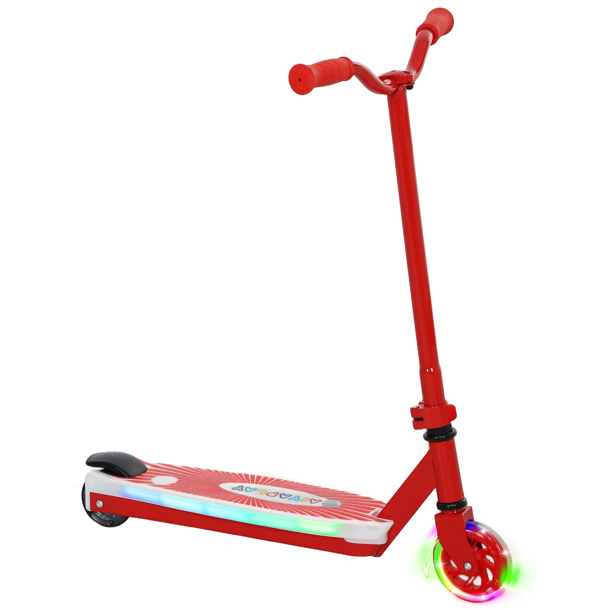 AIYAPLAY Electric Scooter for Kids Ages 4-7, with Auxiliary Rear Wheels, Flashing LED Light and Electric Brake, Kids Electric Scooter for Boys Girls, 6 KM/H & 8 KM, Red - North Peak Garden Furniture