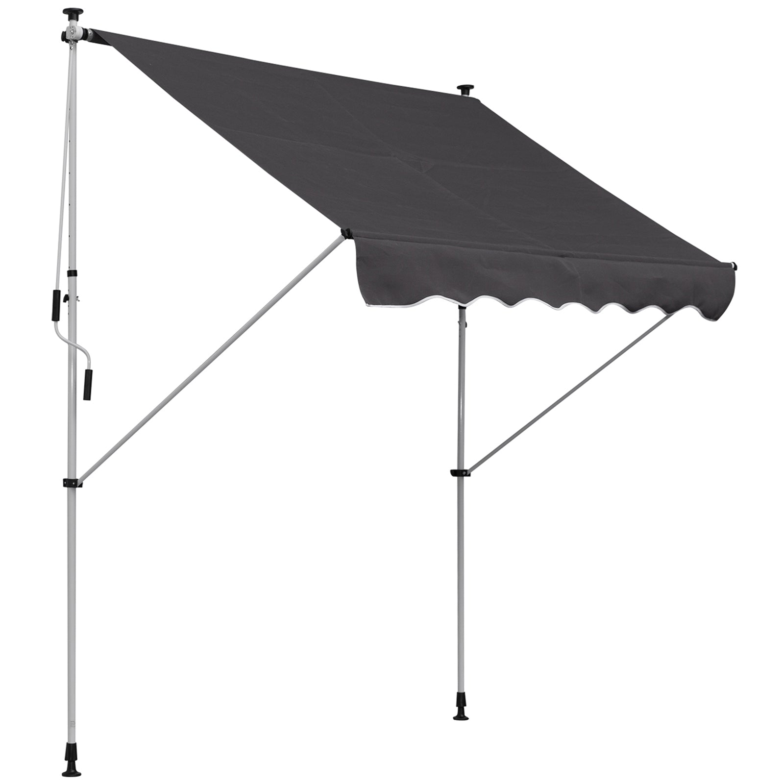 Outsunny Balcony 2 x 1.5m Manual Adjustable Awning DIY Patio Clamp Awning Canopy Retractable Shade Shelter Easy to Move for Balcony, Grey - North Peak Garden Furniture