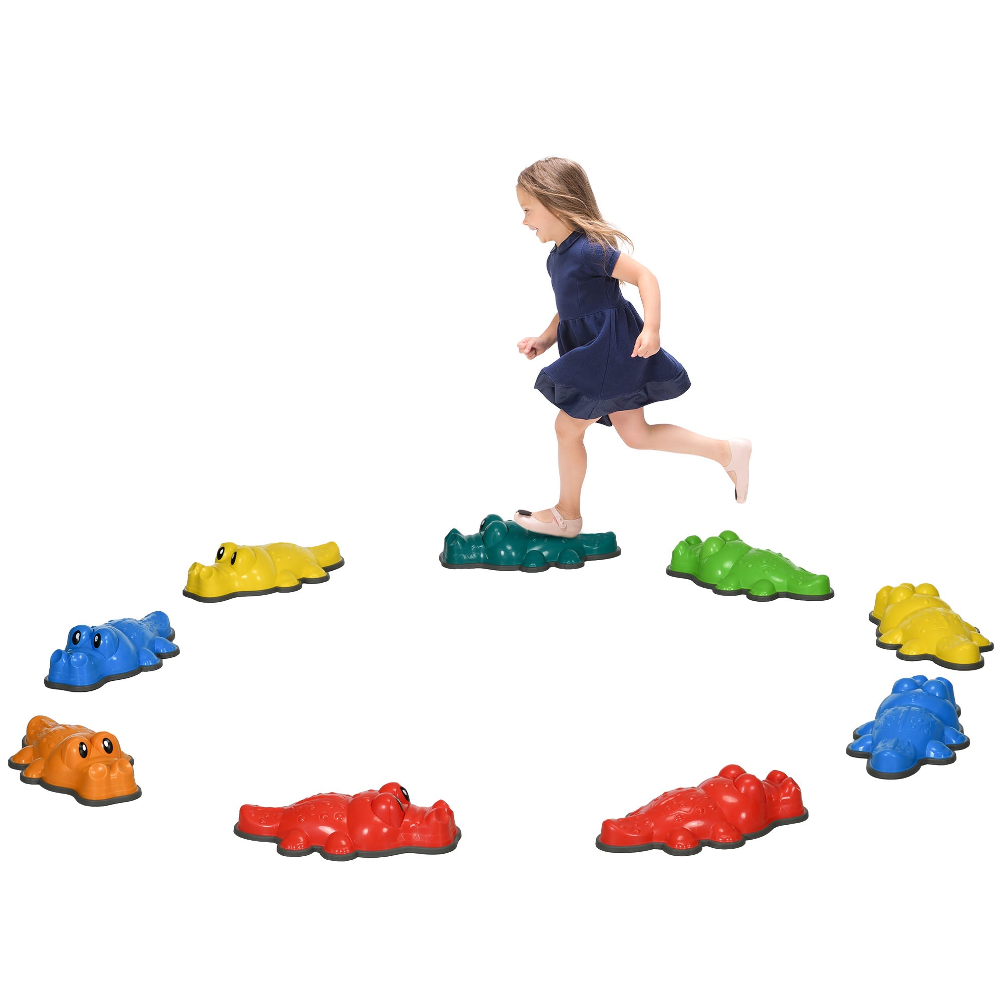 ZONEKIZ 9PCs Kids Stepping Stones, Crocodile-Designed Sensory Toys, with Anti-Slip Edge Balance River Stones - North Peak Garden Furniture
