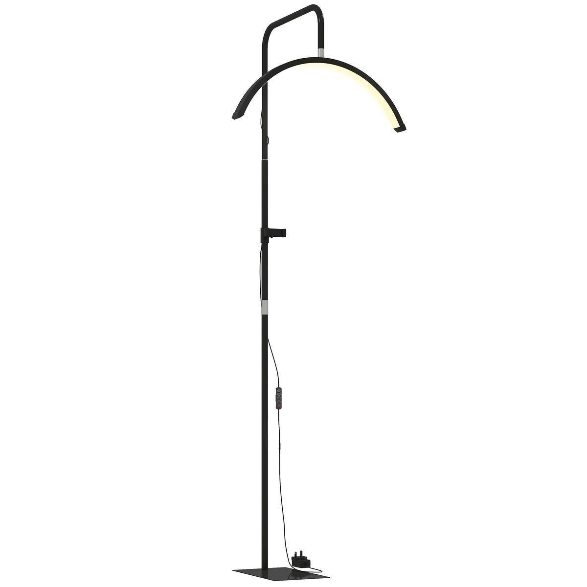HOMCOM Half Moon Lash Light, 350° Rotatable Head, 7 Colours, Dimmable Beauty Floor Lamp, Black