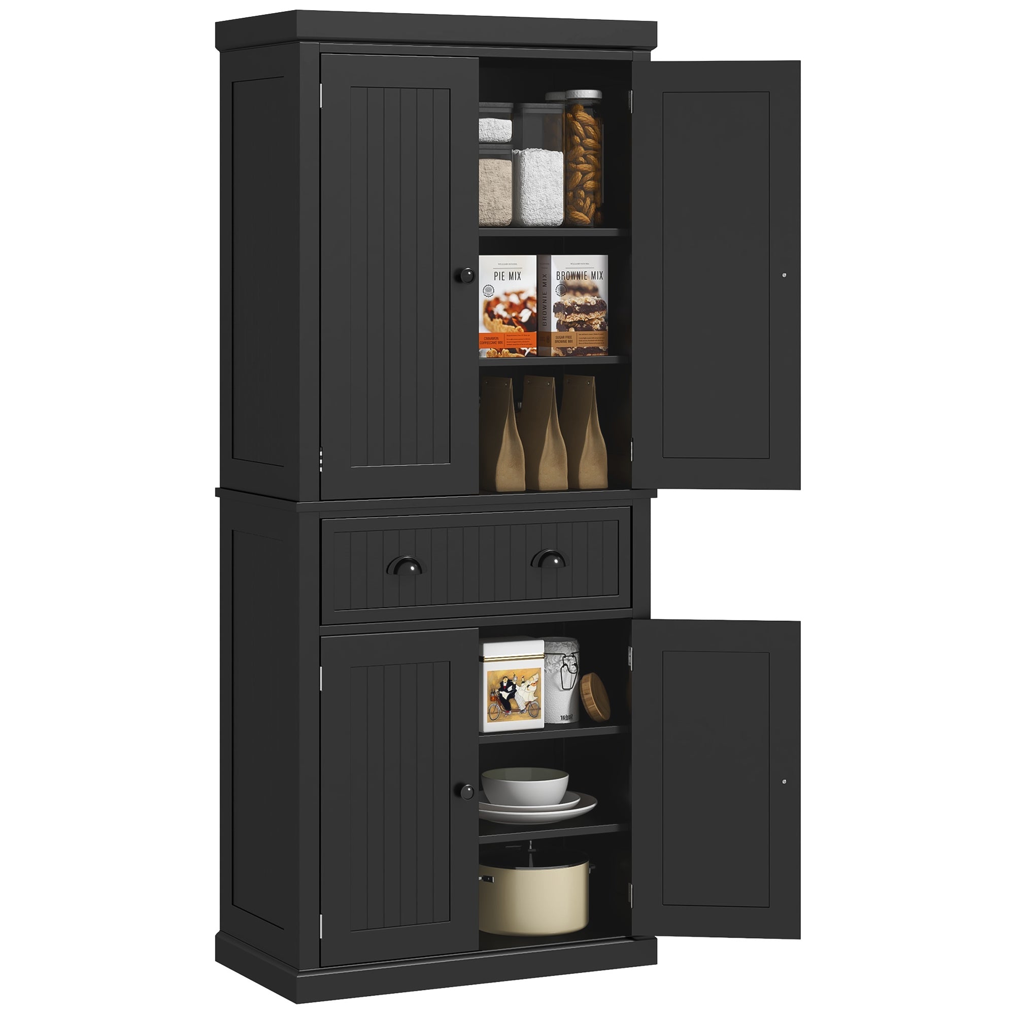 HOMCOM Freestanding Multi-Storage Kitchen Cabinet - Black - North Peak Garden Furniture