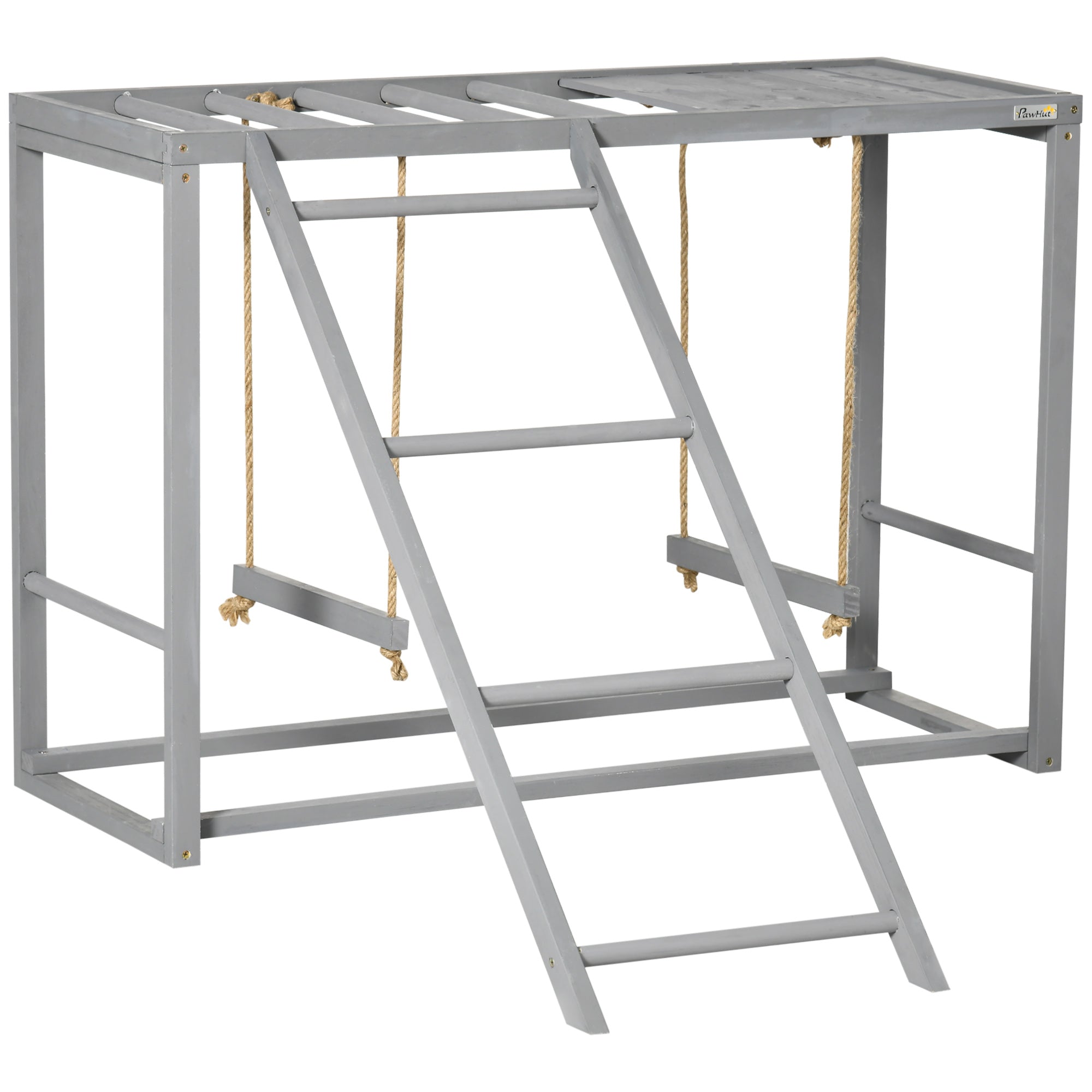 PawHut Chicken Activity Play with Swing Set for 3-4 Chickens, Wooden Chicken Coop, Grey - North Peak Garden Furniture