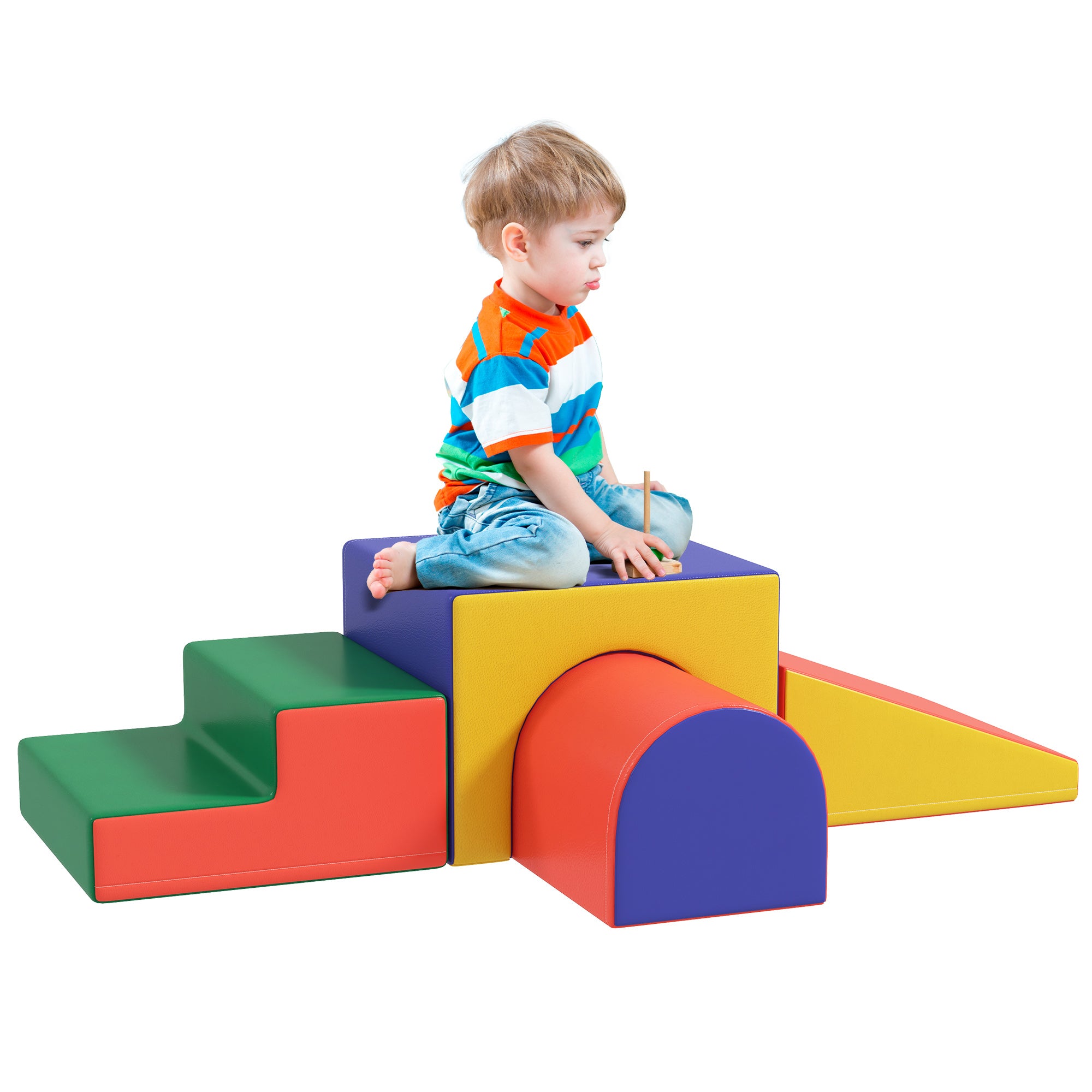 HOMCOM 4-Piece Soft Play Set for Toddlers 1-3 Years, Red - North Peak Garden Furniture