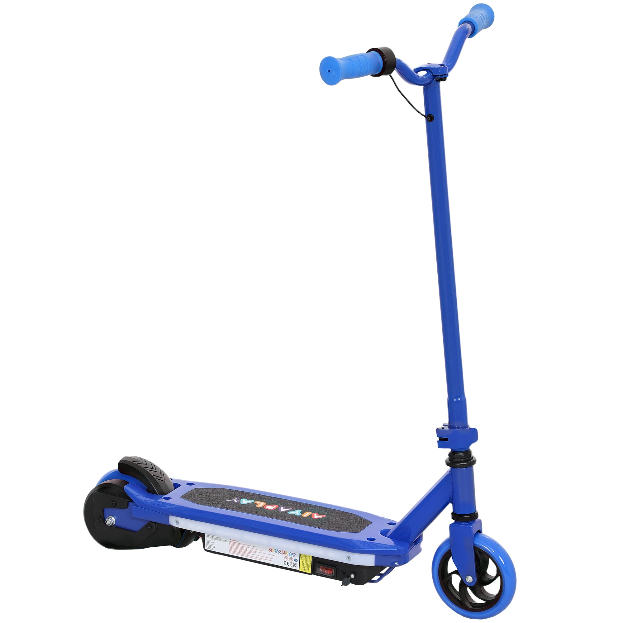 AIYAPLAY Electric Scooter for Ages 6-14, with Colourful Light and Electric Brake, Electric Scooter E Scooter, Up to 10 KM/H & 8 KM, Blue - North Peak Garden Furniture