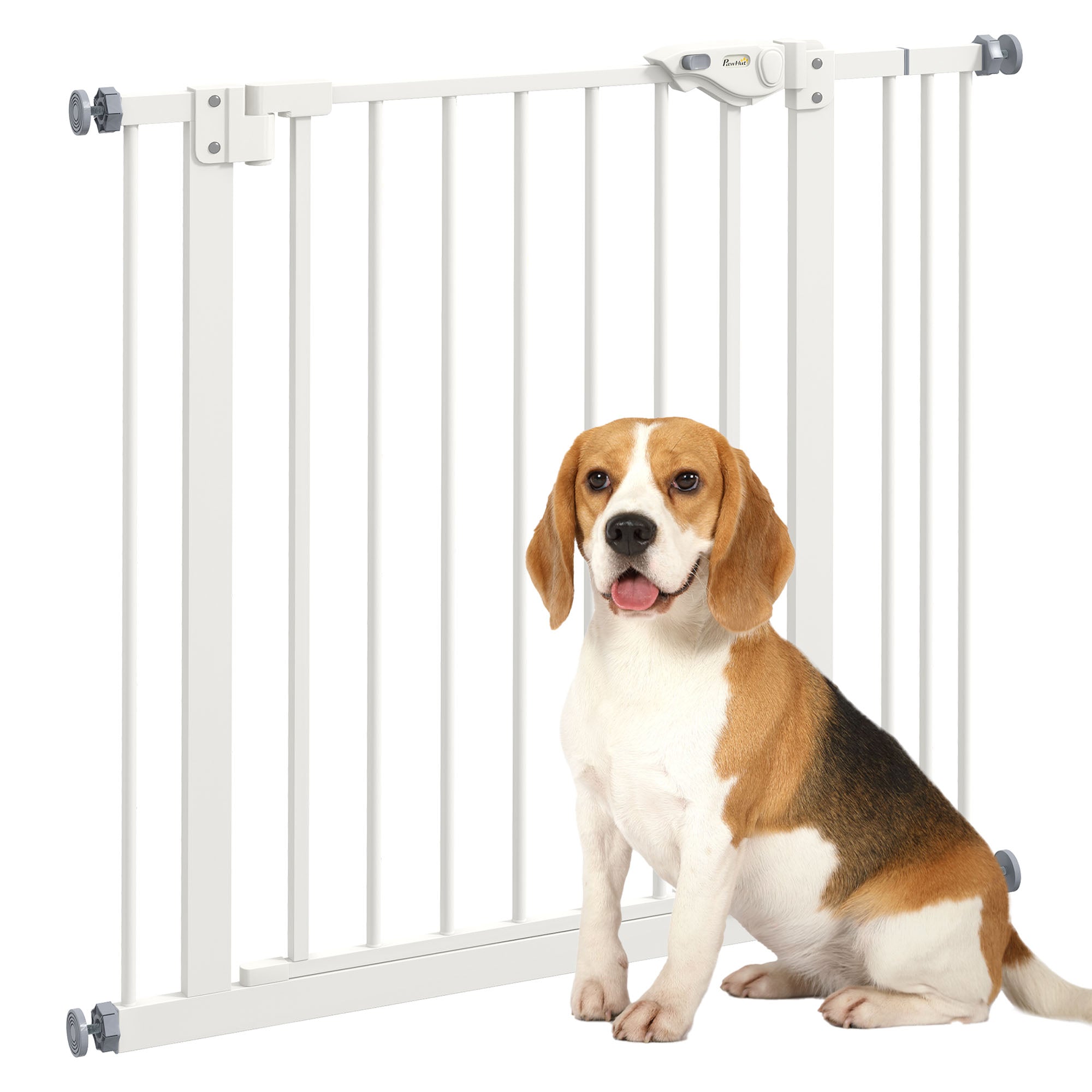 PawHut Metal 74-87cm Wide Adjustable Dog Gate White - North Peak Garden Furniture