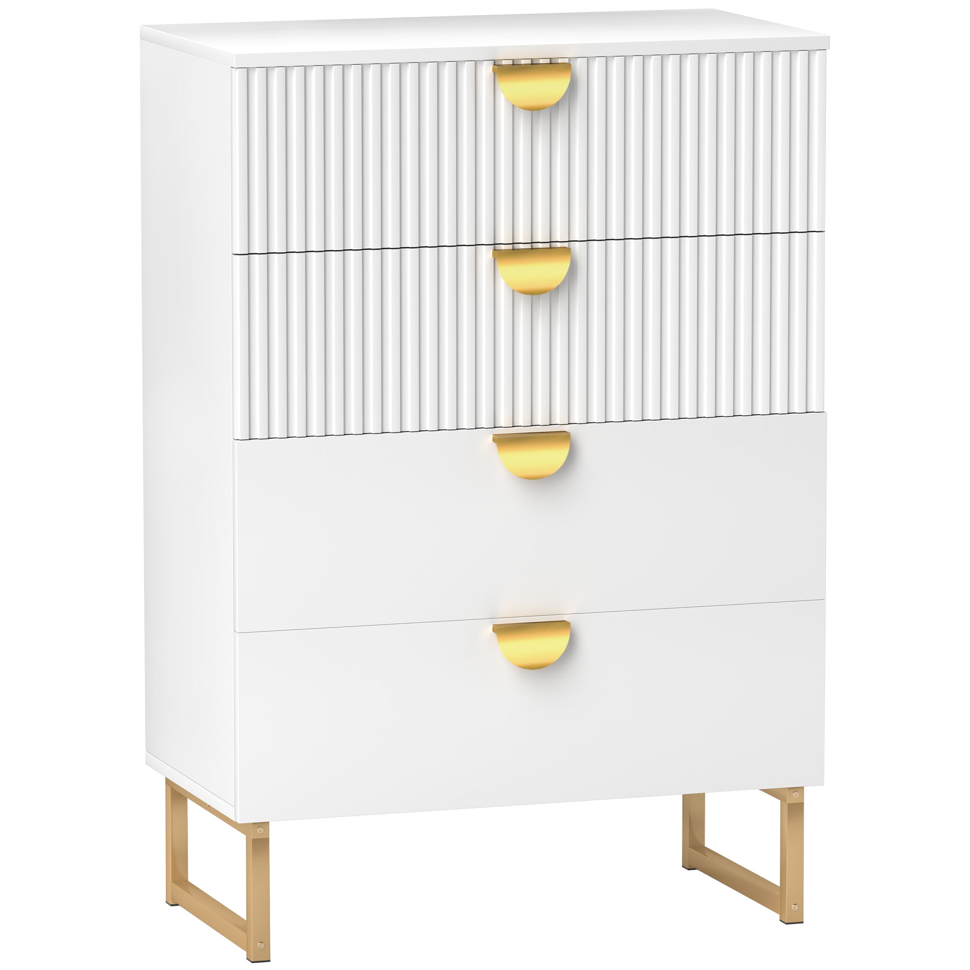 HOMCOM Elegant Chest of Four Drawers - White - North Peak Garden Furniture