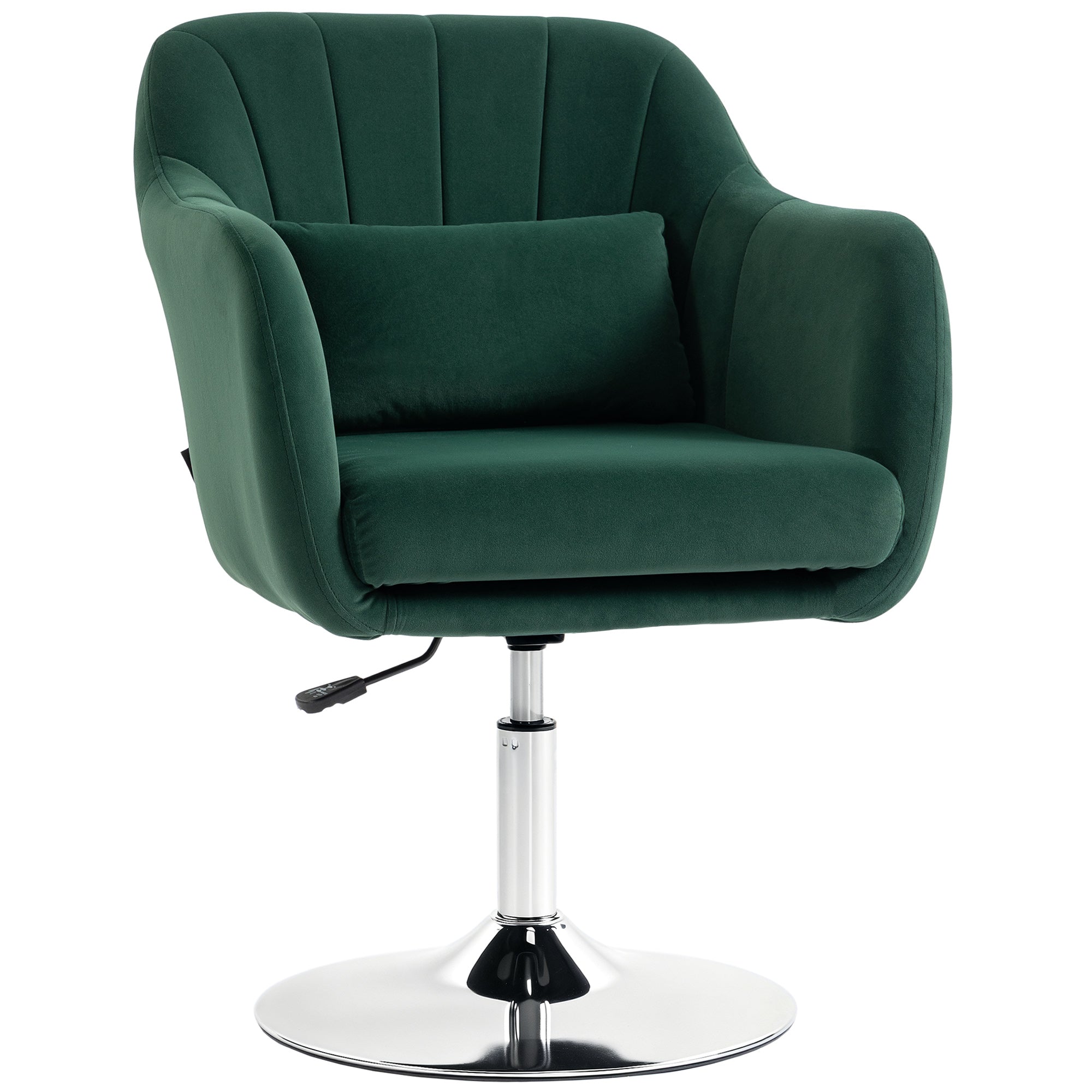 HOMCOM Retro Velvet Swivel Tub Chair with Steel Frame, Cushion Seat, Dark Green