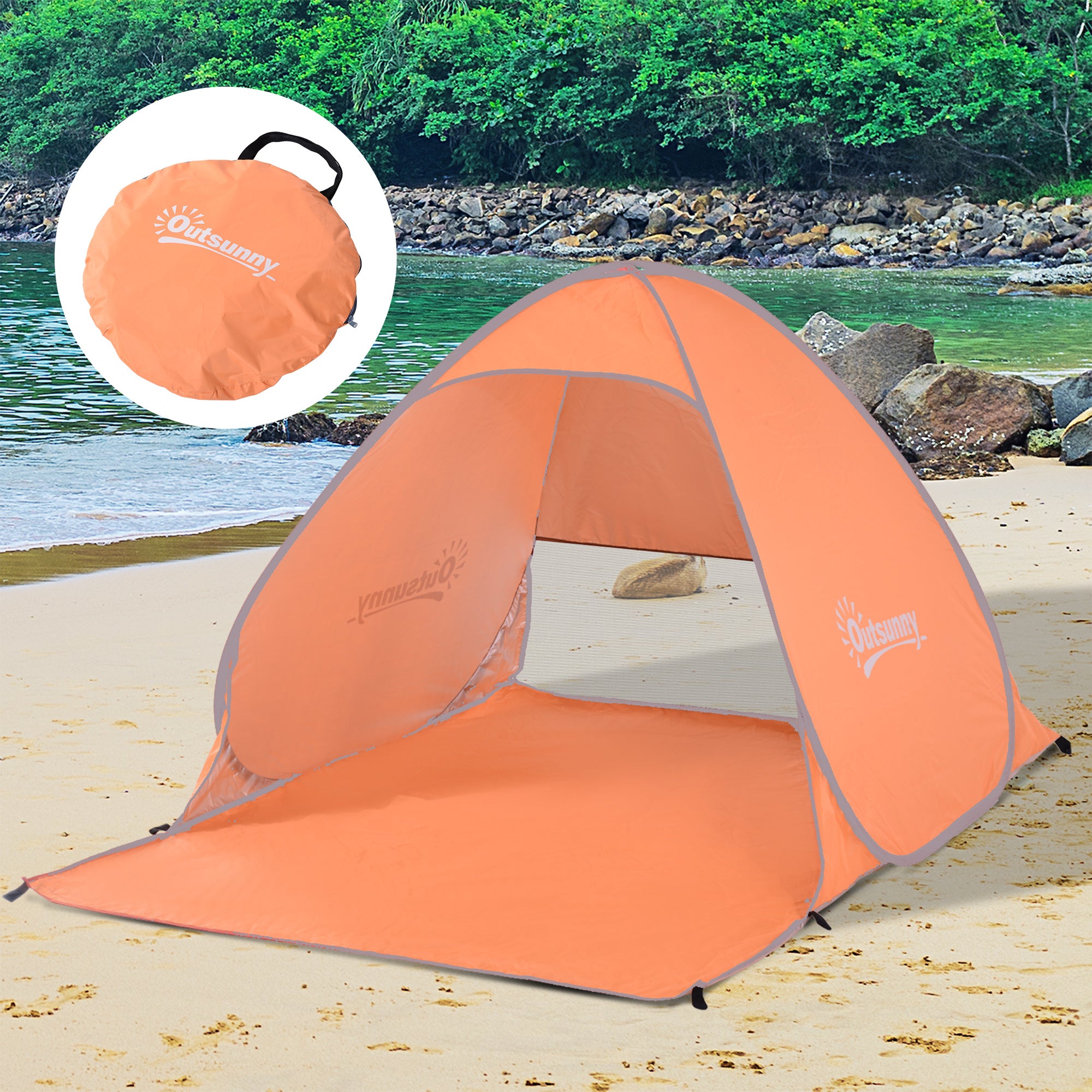 Outsunny 2 Person Pop Up UV Shelter Shade-Orange - North Peak Garden Furniture