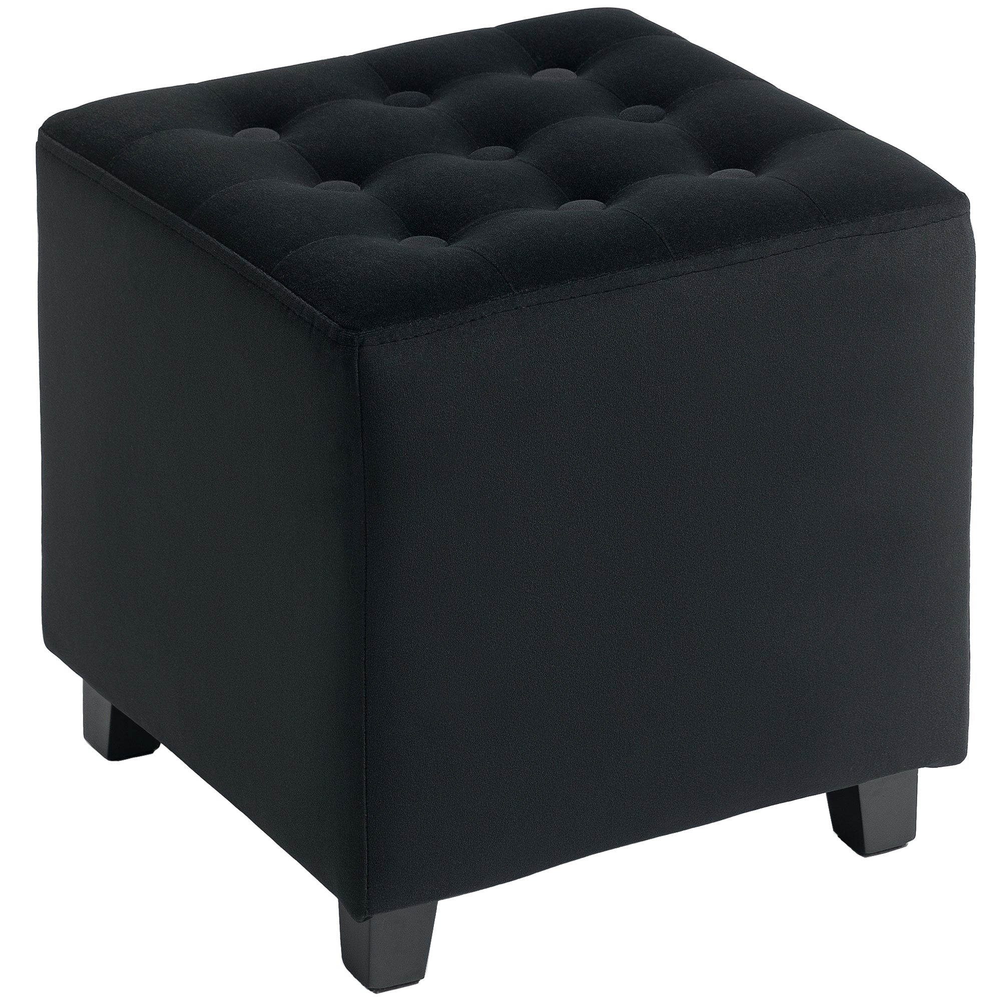 HOMCOM Velvet-Feel Square Ottoman - Grey - North Peak Garden Furniture