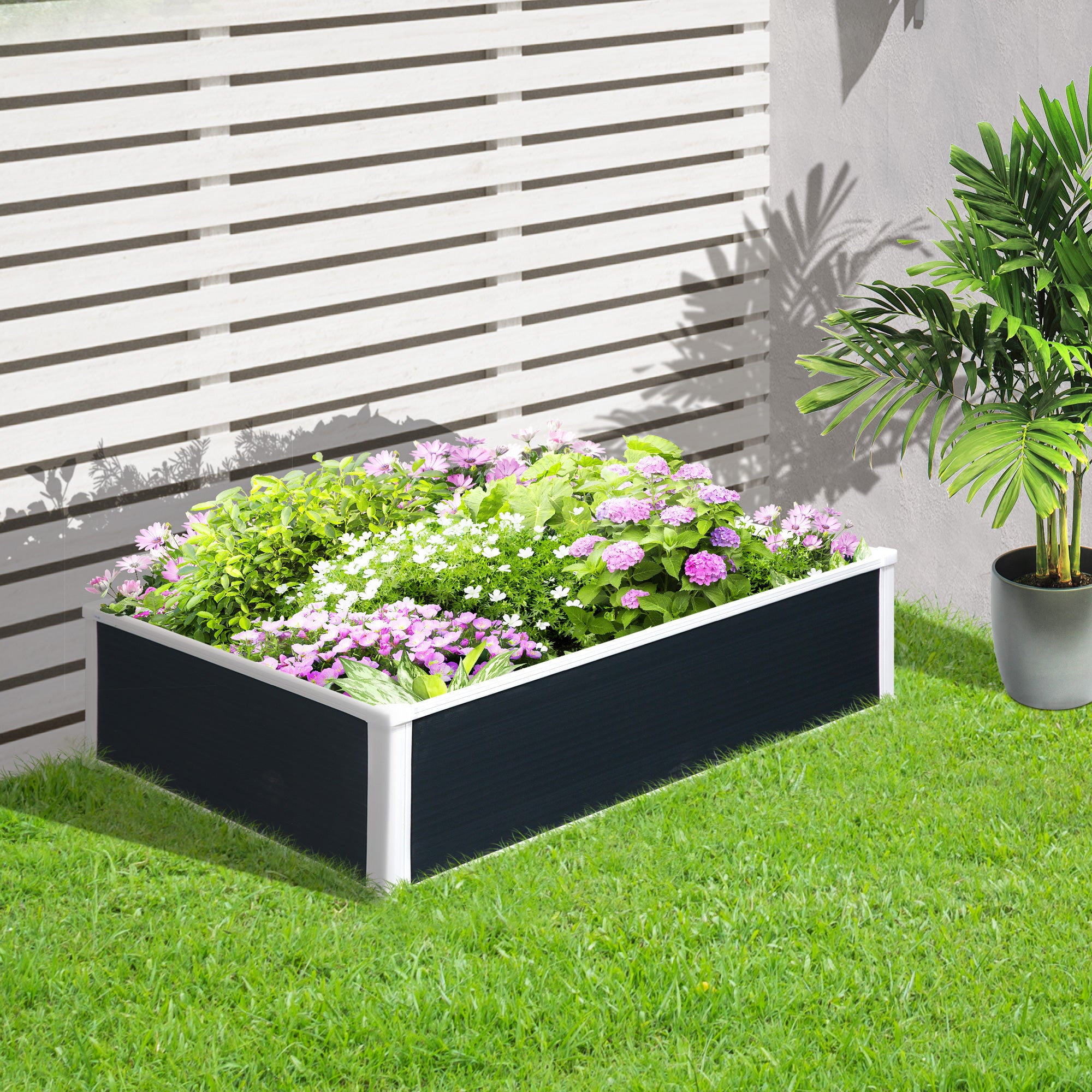 Outsunny 302L Raised Garden Bed, Weather-resistant PP Planter Box Containers for Outdoor Patio Plant Flower Vegetable, 120 x 90 x 30 cm - North Peak Garden Furniture