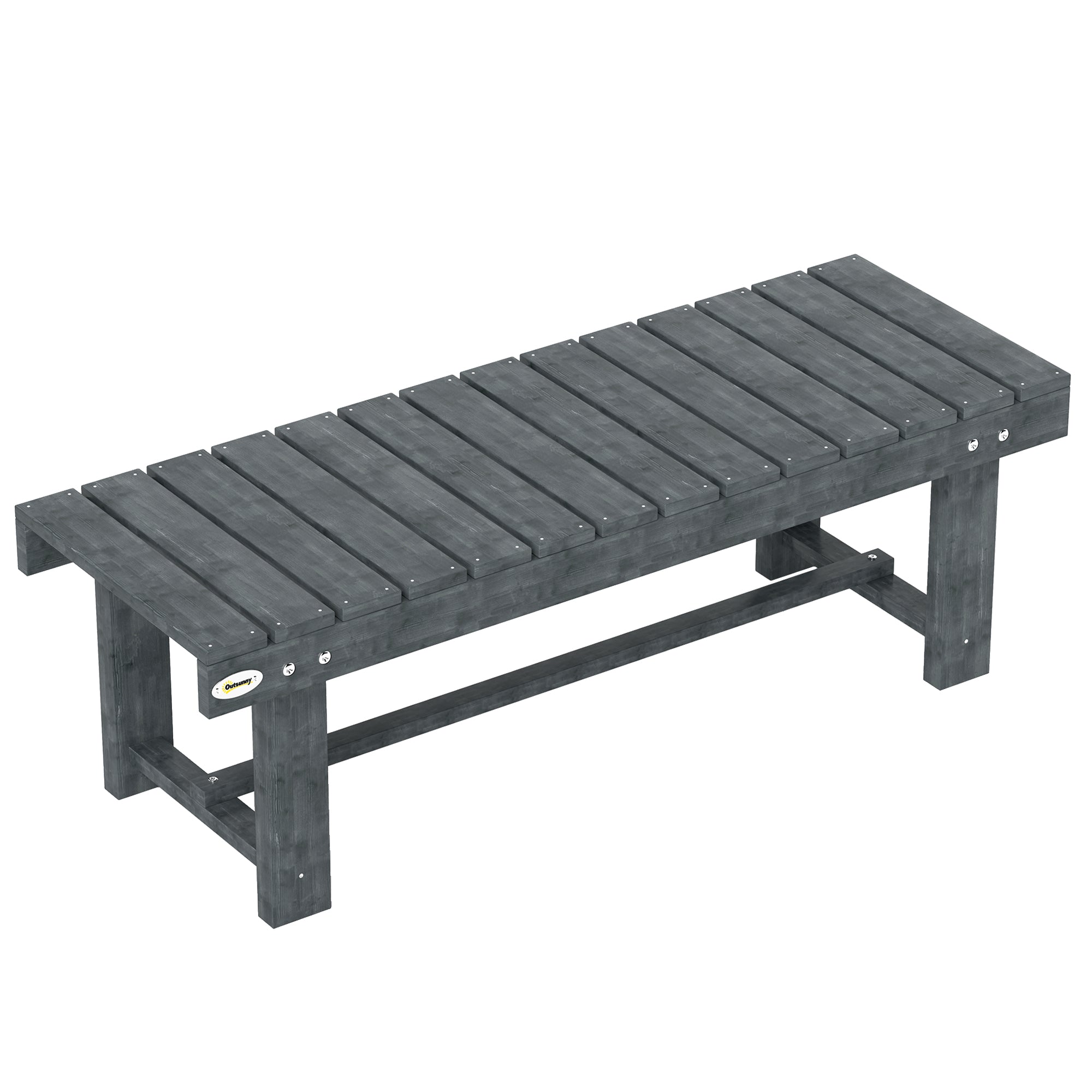 Outsunny 2-Seater Garden Wooden Bench, Grey - North Peak Garden Furniture