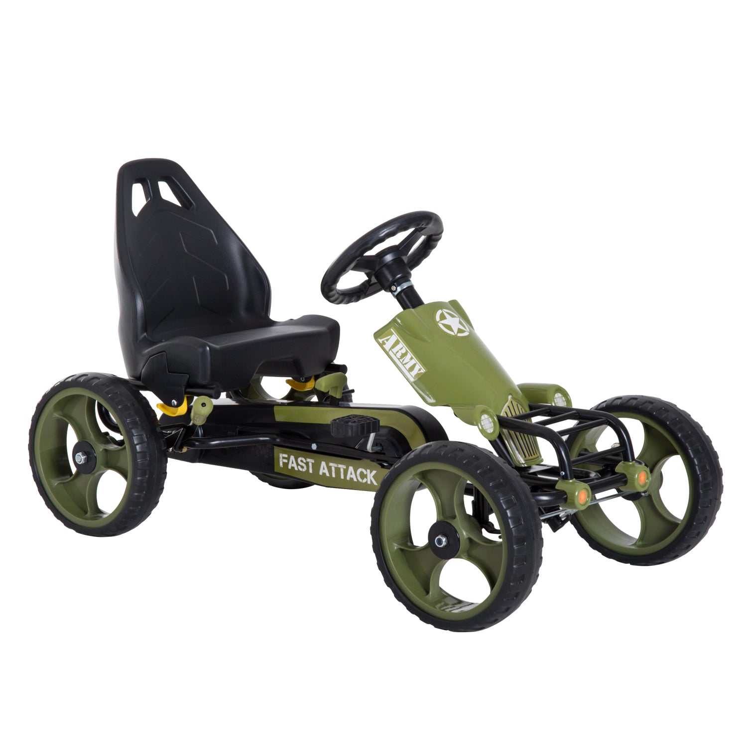 HOMCOM Kids Children Pedal Go Kart Ride On Racer Braking System Adjustable Seat Green - North Peak Garden Furniture