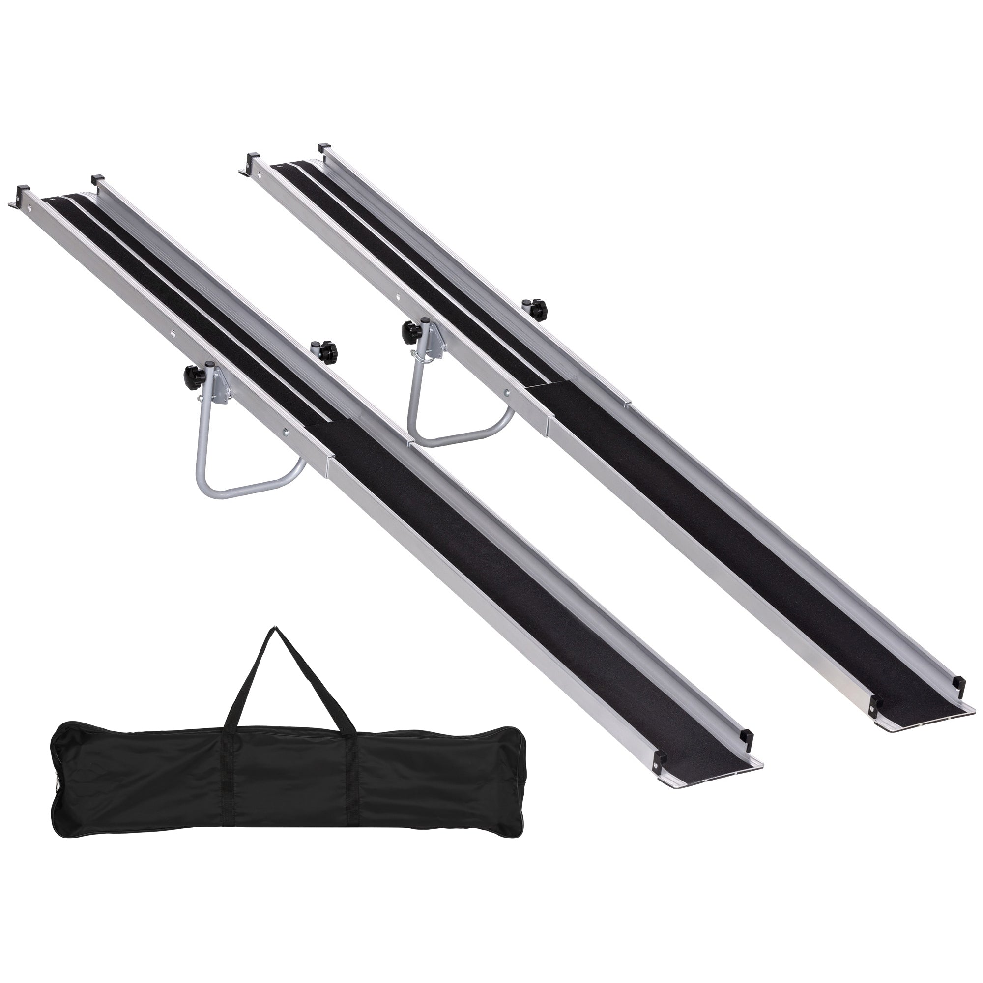 HOMCOM Set of Two 244cm Three-Level Aluminium Wheelchair Ramps - North Peak Garden Furniture