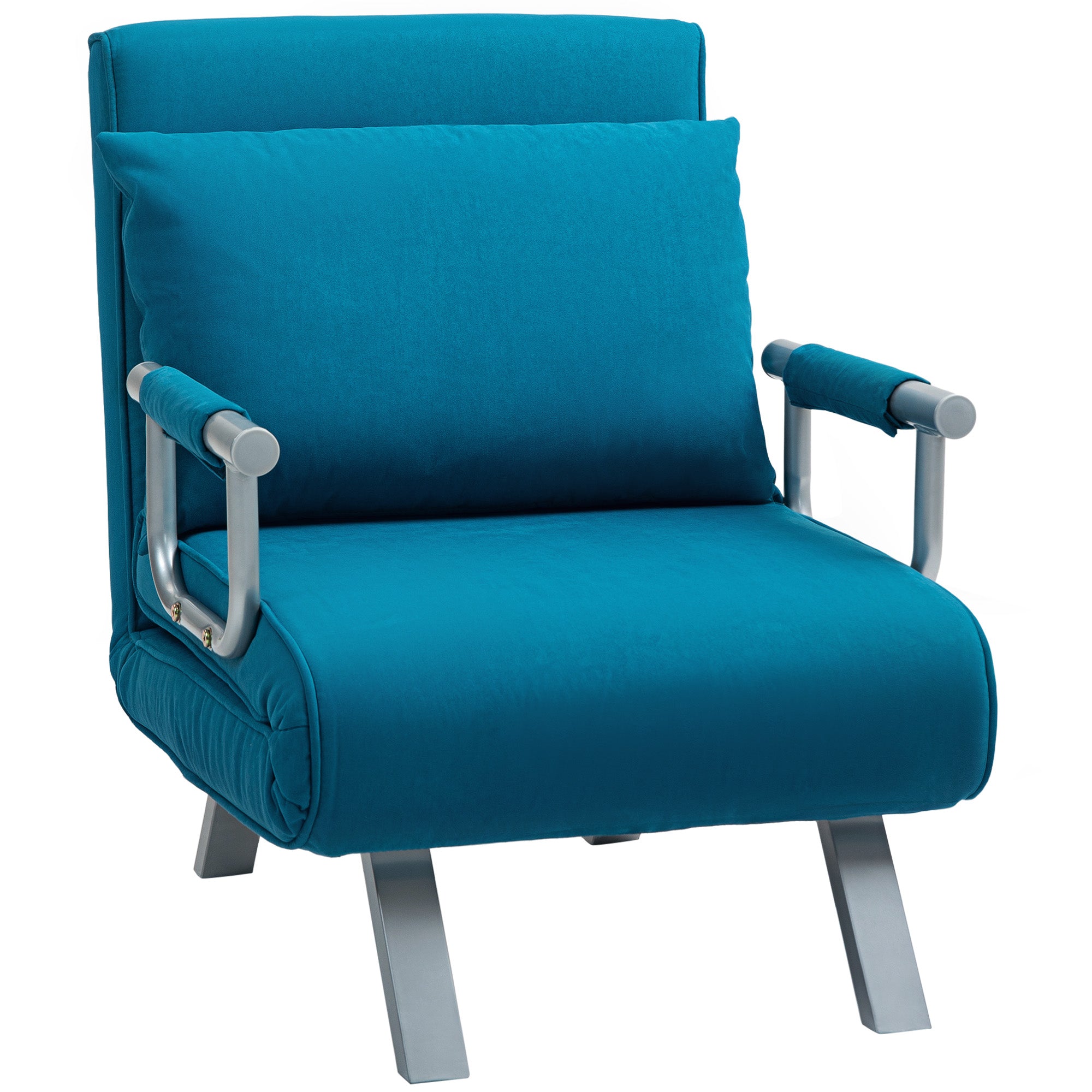 HOMCOM 4-in-1 Faux Suede Chair Bed - Blue - North Peak Garden Furniture