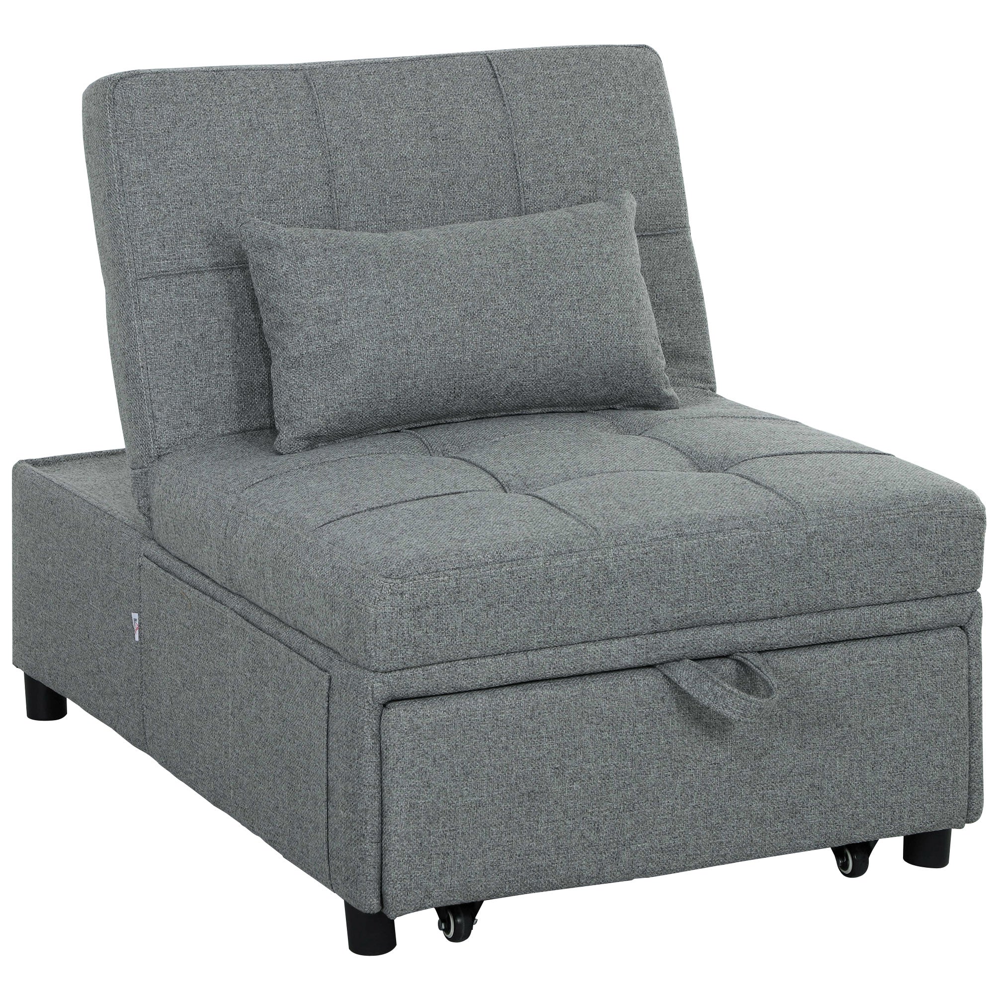 HOMCOM Four-In-One Single Sleeper Chair - Dark Grey - North Peak Garden Furniture