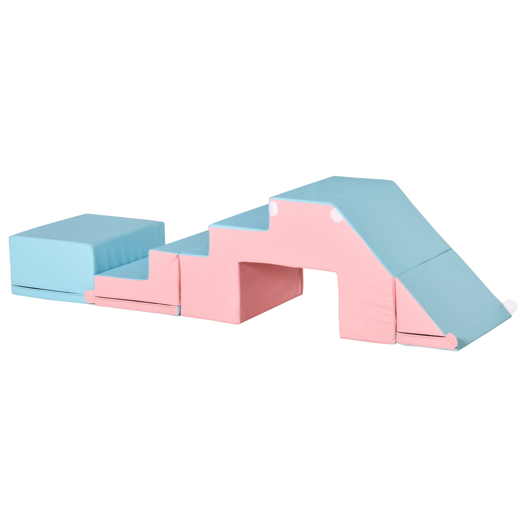 HOMCOM 2-piece Soft Play Set, Baby Foam Climber Block for Toddler 1-3 Years, Pink Blue - North Peak Garden Furniture