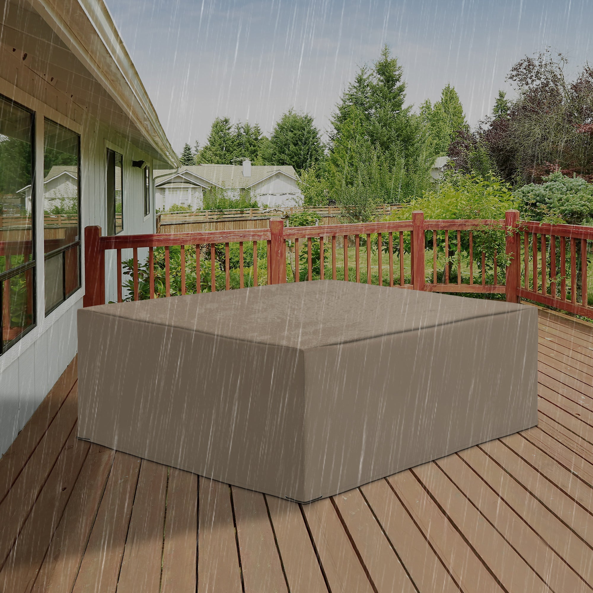 Outsunny 600D Oxford Patio Garden Furniture Dining Table Chair Set Cover Water Protector Waterproof Anti-UV – Beige - North Peak Garden Furniture